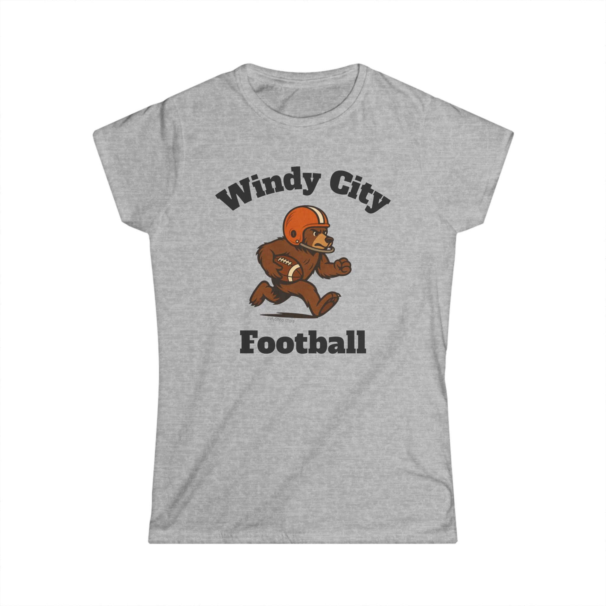 Windy City Bear Running the Football Women's Graphic Tee |  Chicago Bears