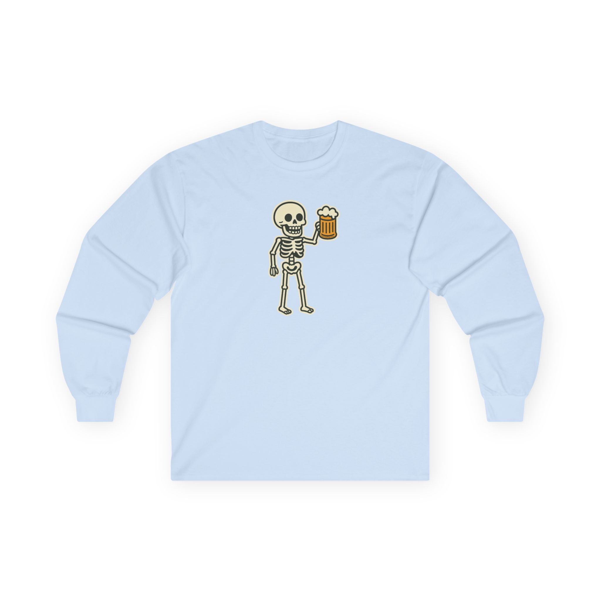 Skeleton with Beer Unisex Long Sleeve Tee