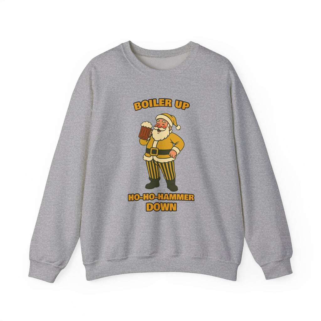 Boiler Up Ho Ho Hammer Down Christmas Crewneck | Santa With Beer Sweatshirt