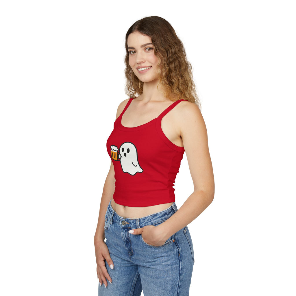 Ghost with Beer Women's Tank Top | Spaghetti Strap Tank Top
