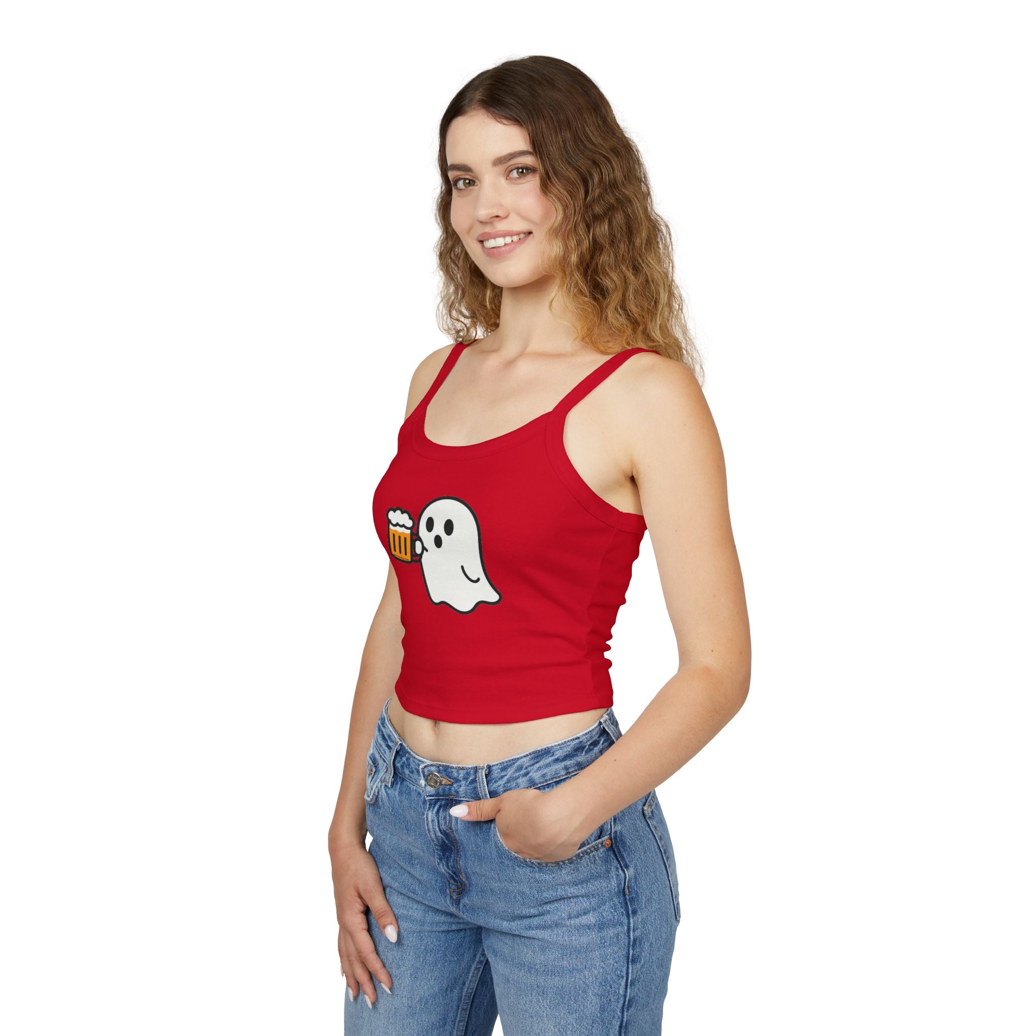Ghost with Beer Women's Tank Top | Spaghetti Strap Tank Top