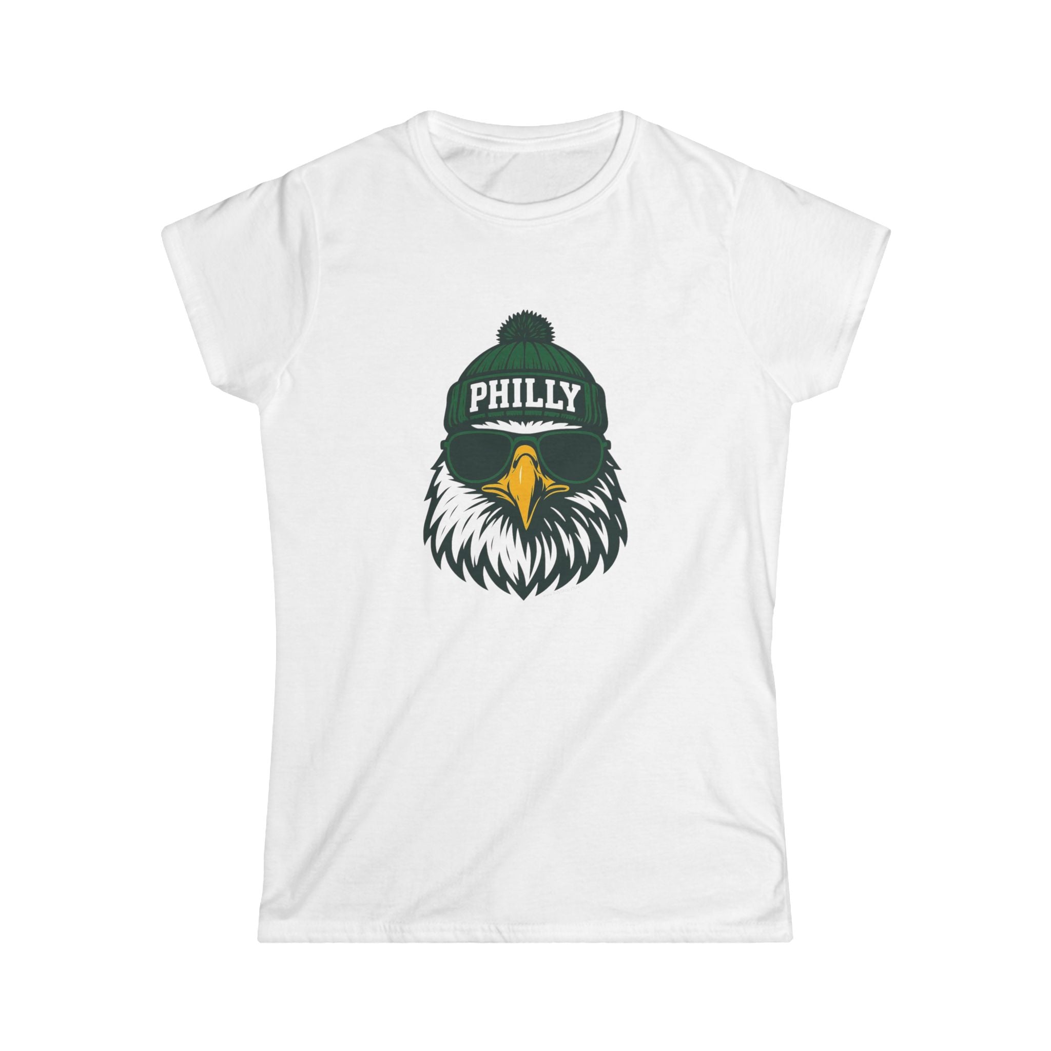 Philly Eagles Women's Graphic Tee | Philadelphia Eagle With Glasses and Hat