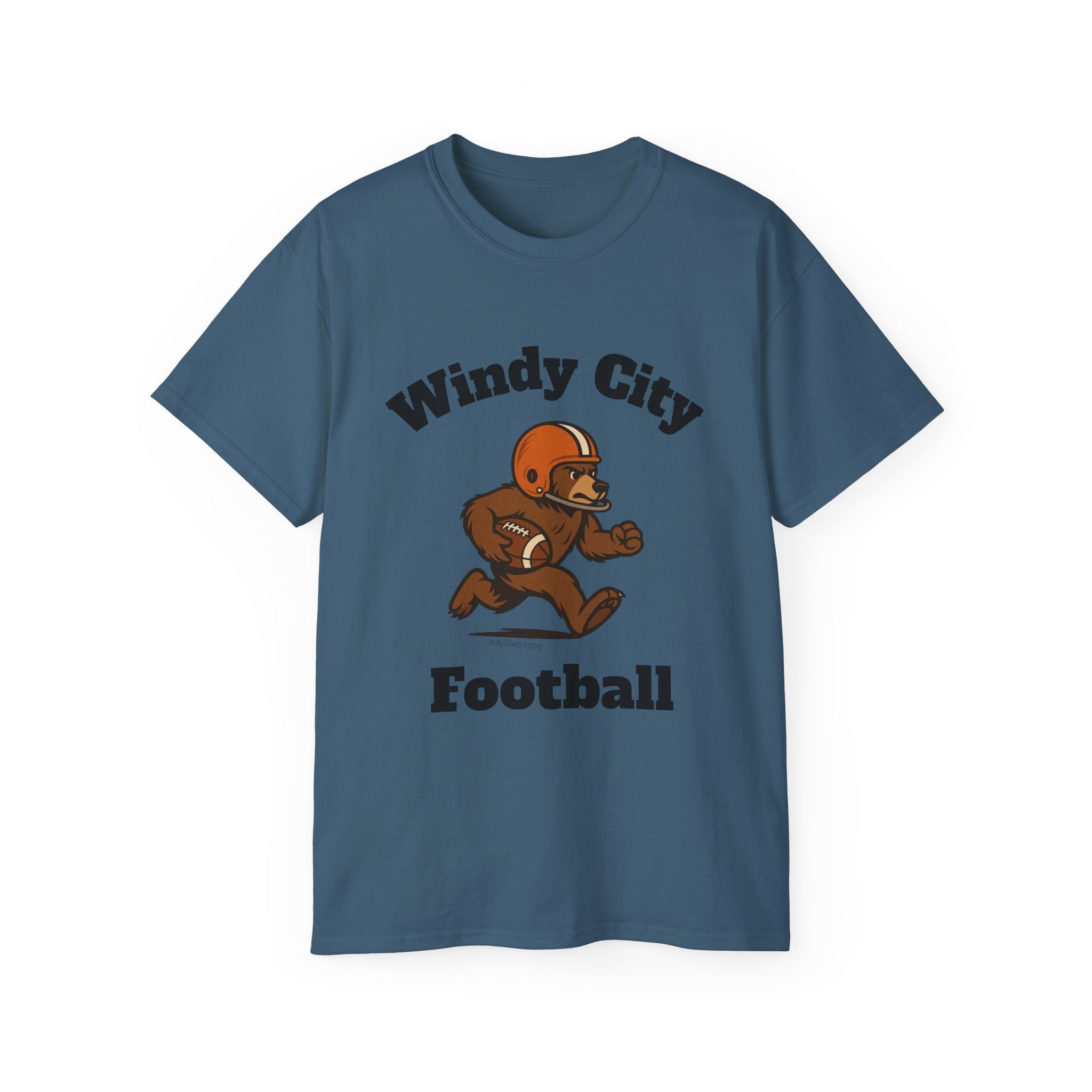 Windy City Bear Running the Football Unisex T-Shirt | Chicago Bears