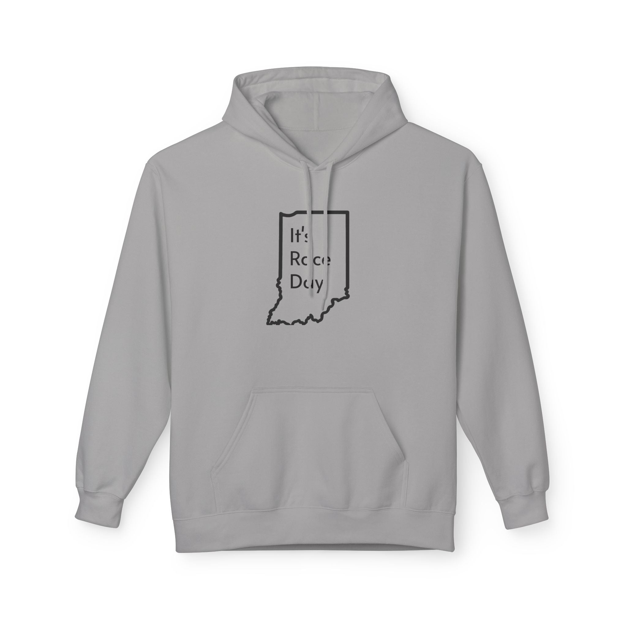 It's Race Day Indiana Outline Fleece Hoodie | Cozy Casual Wear, Perfect for Autumn, Great Gift for Indiana Lovers, Comfortable and Stylish Hoodie