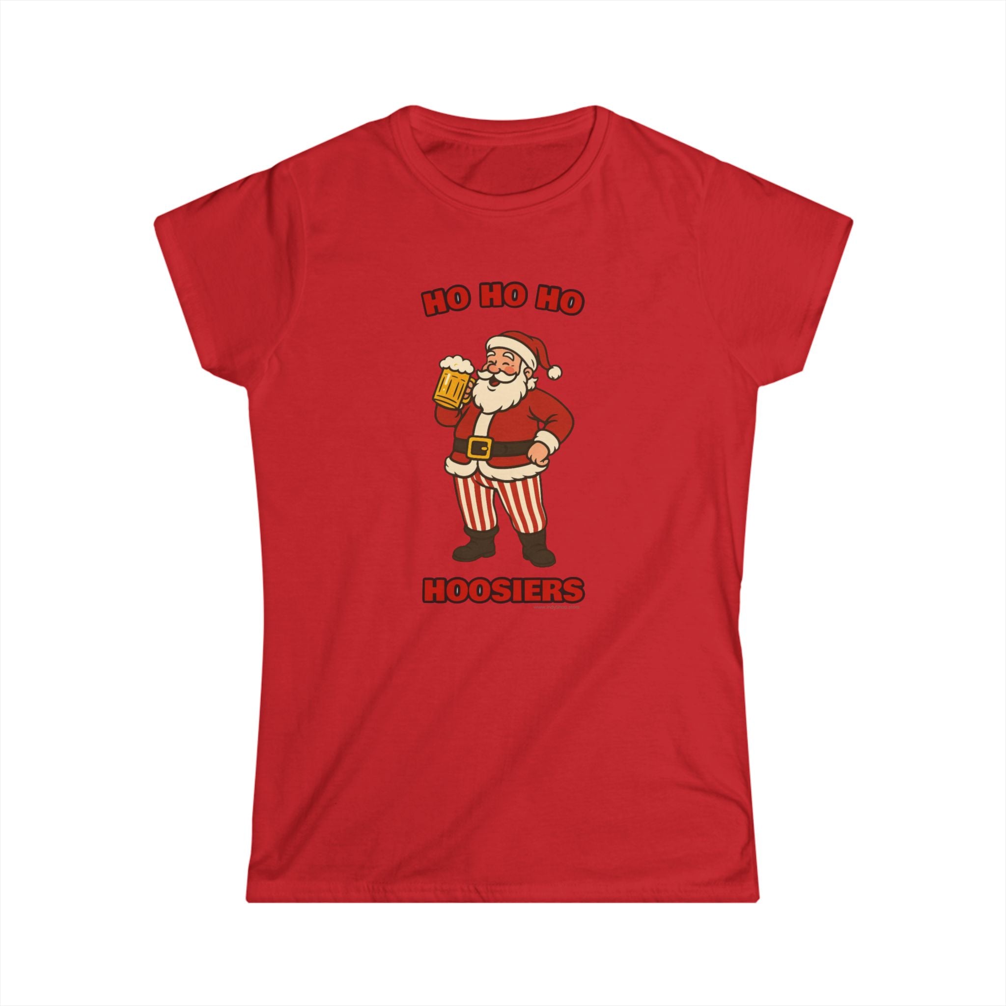 Ho Ho Ho Hoosiers Santa with Beer Women's Graphic Tee