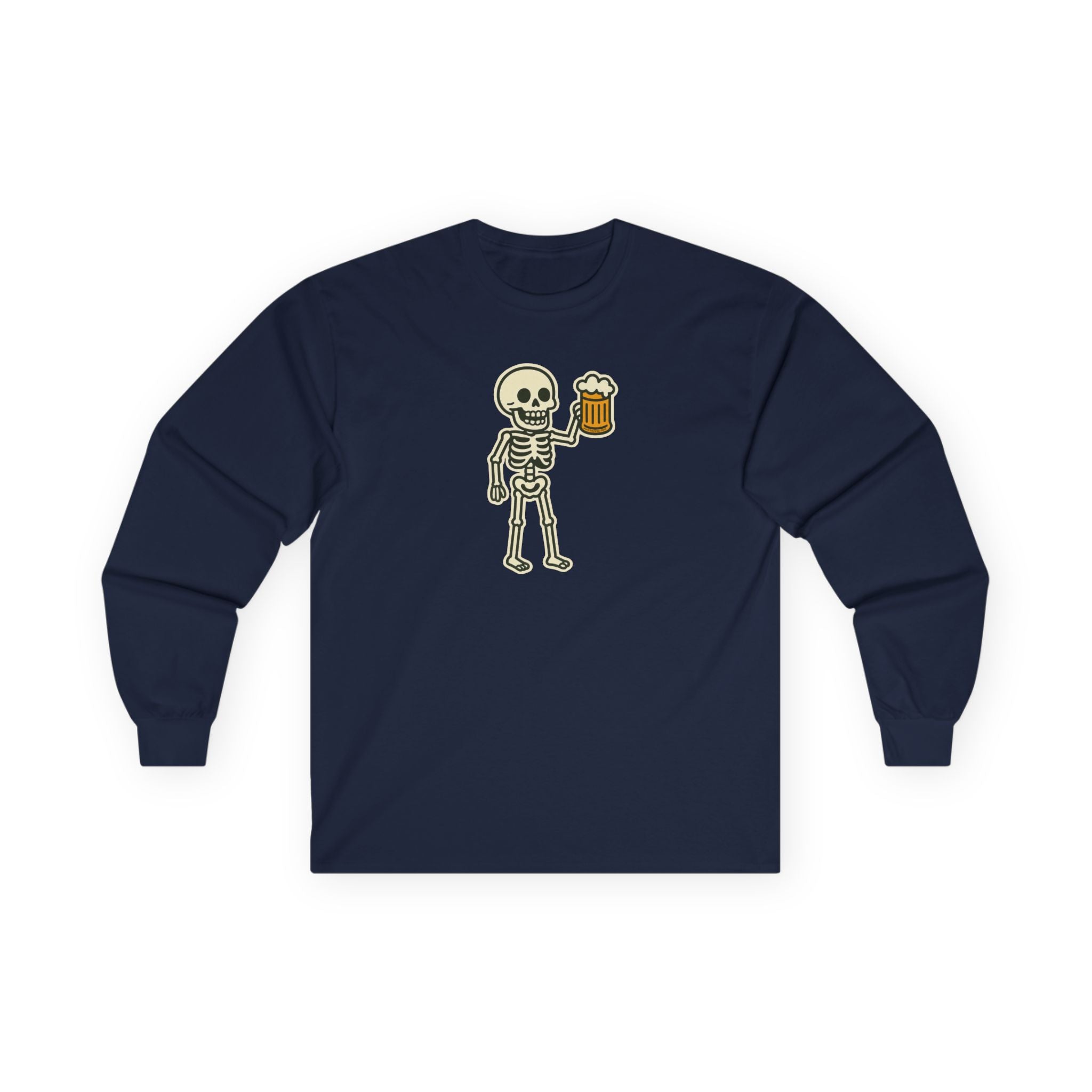 Skeleton with Beer Unisex Long Sleeve Tee