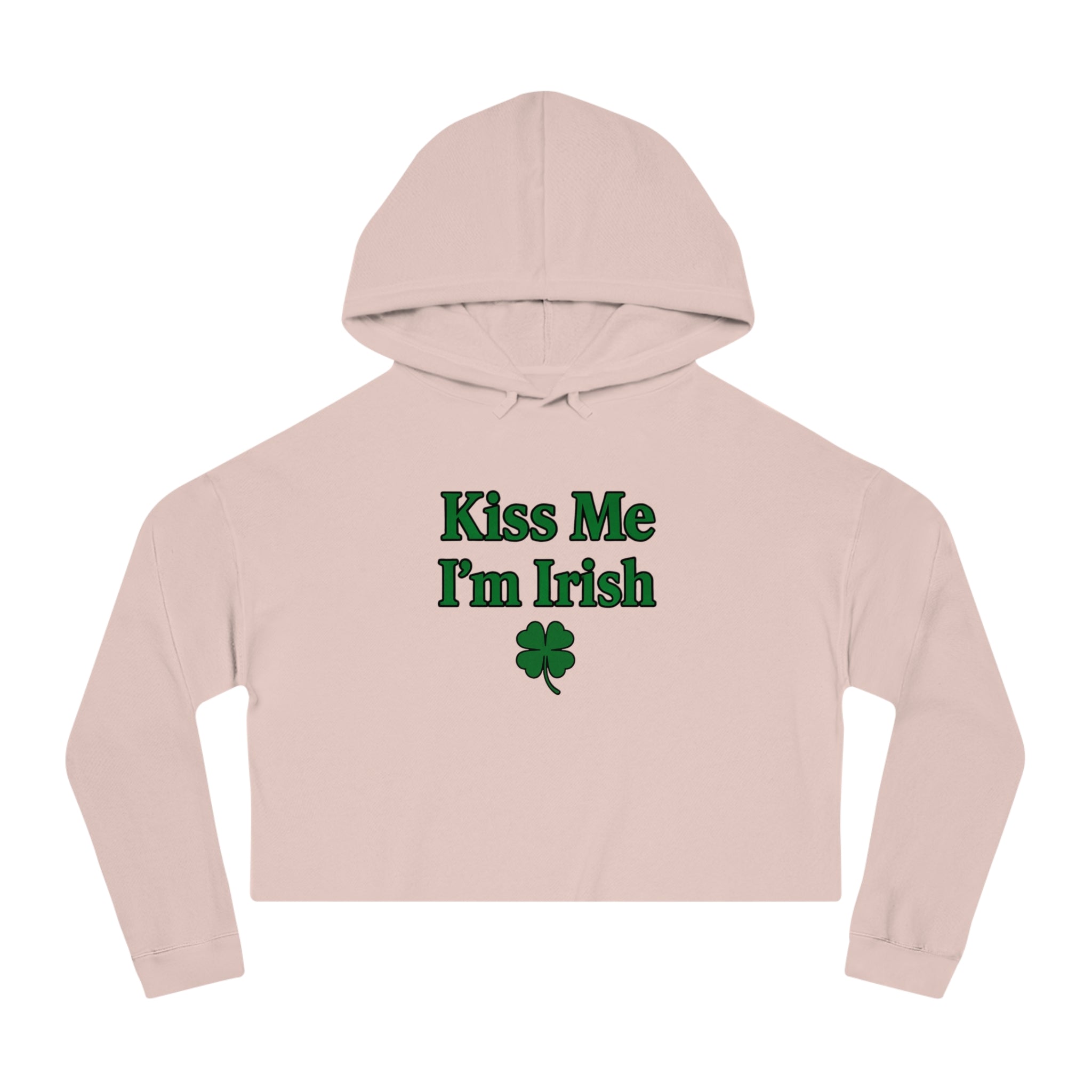 Kiss Me I'm Irish Cropped Hooded Sweatshirt for Women | St Patrick's Day | Trendy and Casual, Perfect for Spring Outings, Gift for Her, Comfortable Fashion