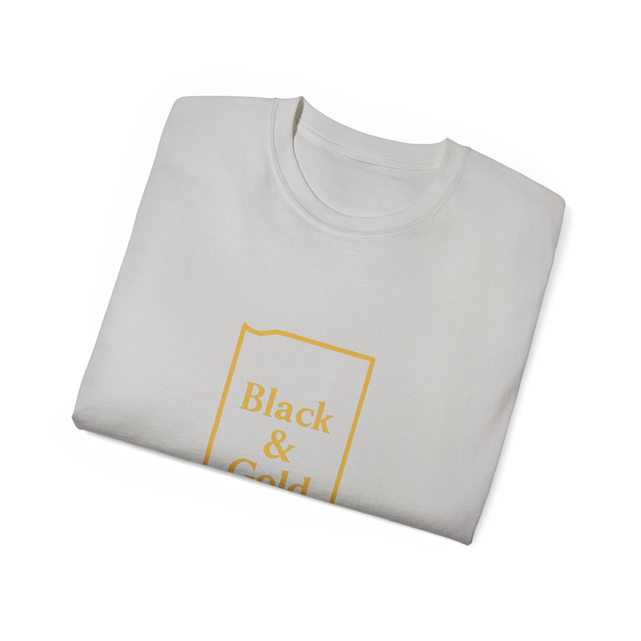 Black & Gold Unisex Ultra Cotton Tee | Casual Wear, Gift for Hoosiers, State Pride, Travel Souvenir, Unique Local Apparel