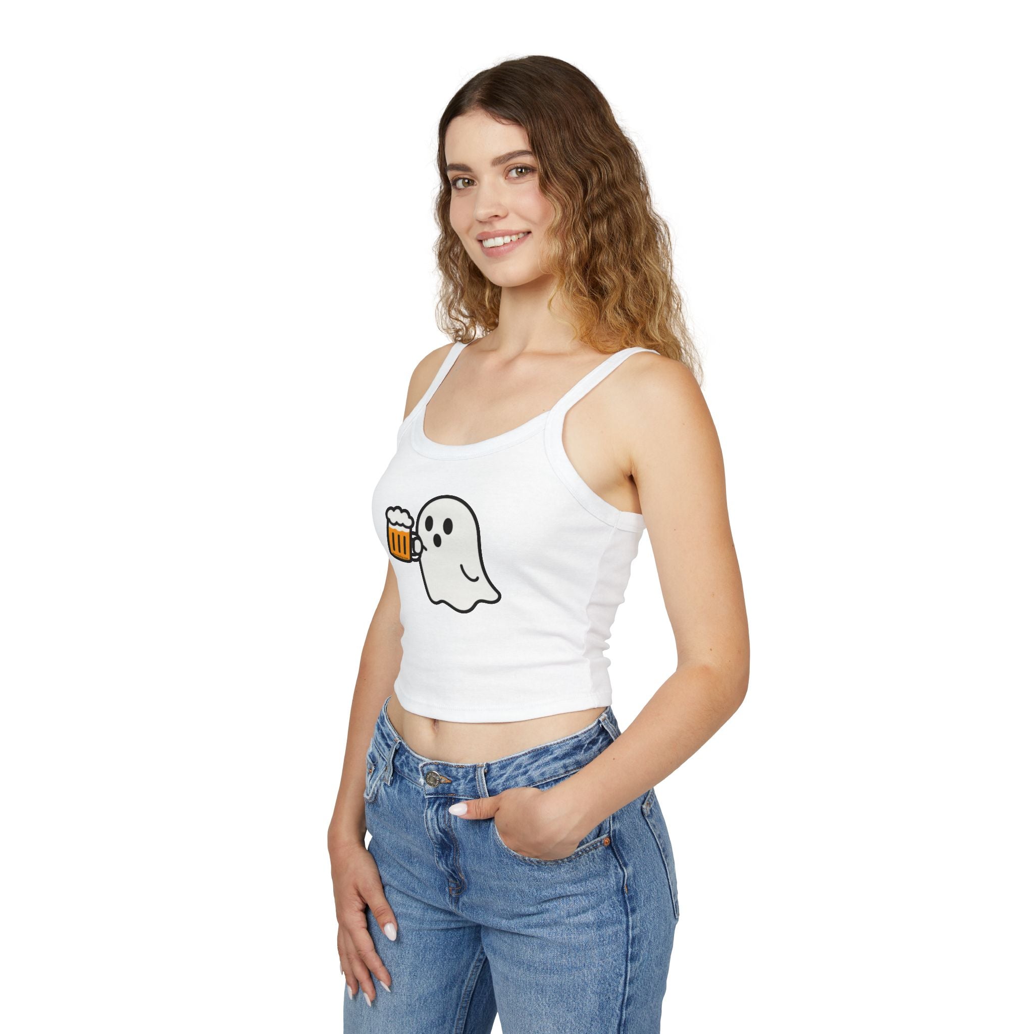 Ghost with Beer Women's Tank Top | Spaghetti Strap Tank Top