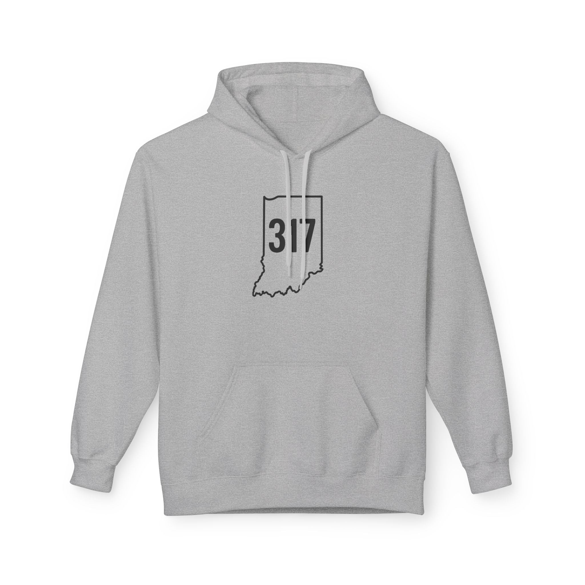 317 Indiana Fleece Hoodie | Black Lettering | Cozy Casual Wear, Perfect for Autumn, Great Gift for Indiana Lovers, Comfortable and Stylish Hoodie