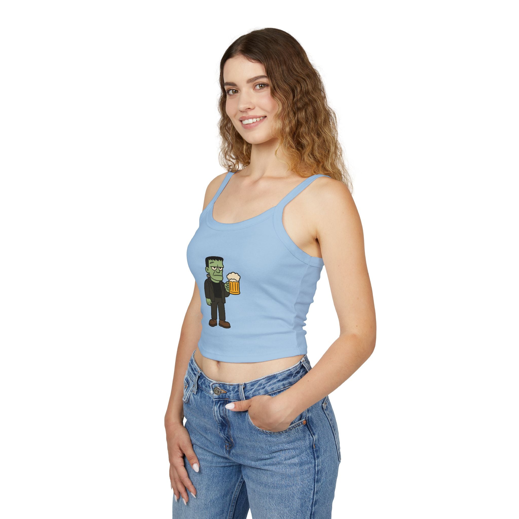 Monster with Beer Women's Tank Top | Spaghetti Strap Tank Top