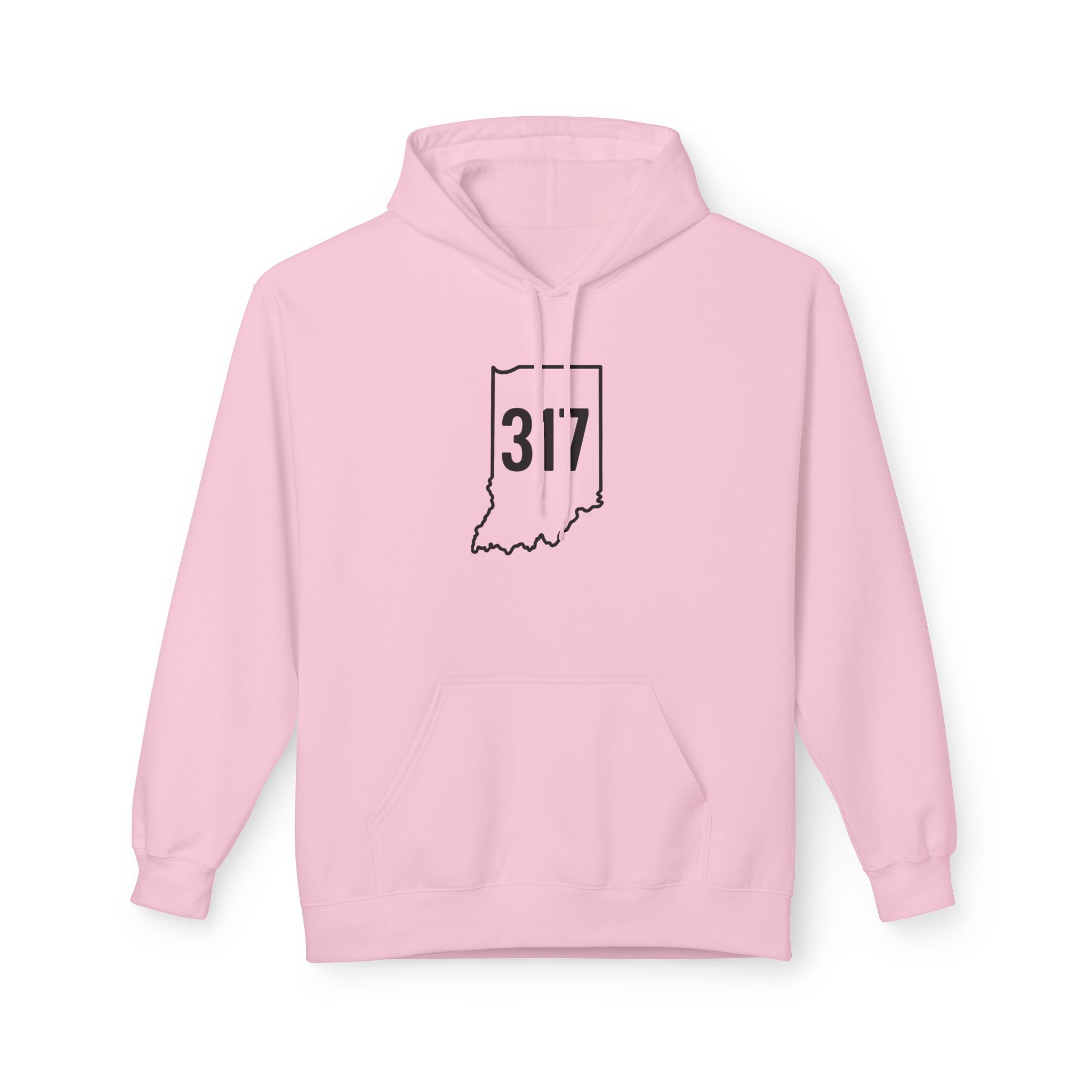 317 Indiana Fleece Hoodie | Black Lettering | Cozy Casual Wear, Perfect for Autumn, Great Gift for Indiana Lovers, Comfortable and Stylish Hoodie