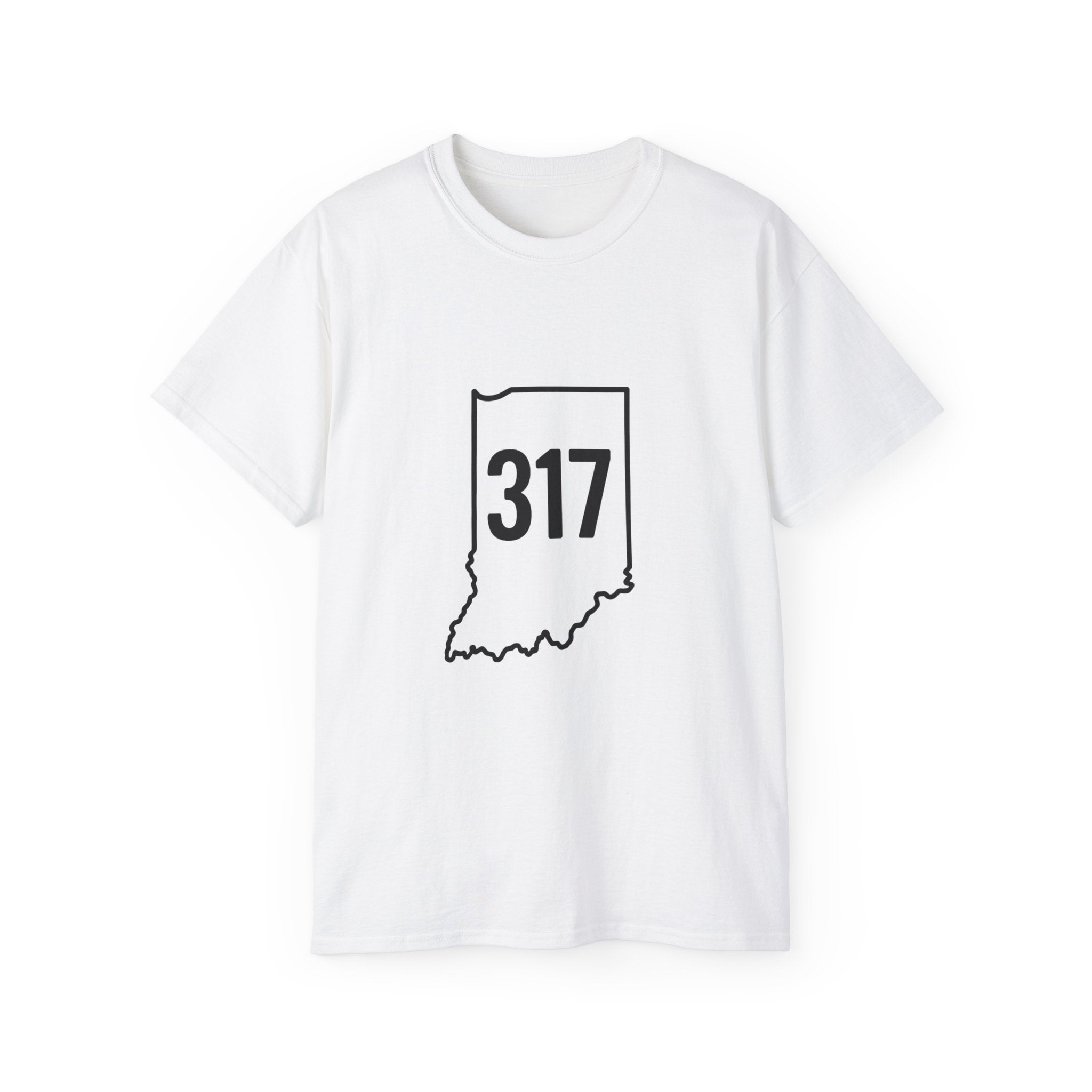 Indiana 317 | Black Lettering | Unisex Ultra Cotton Tee | Casual Wear, Gift for Hoosiers, State Pride, Travel Souvenir, Unique Local Apparel
