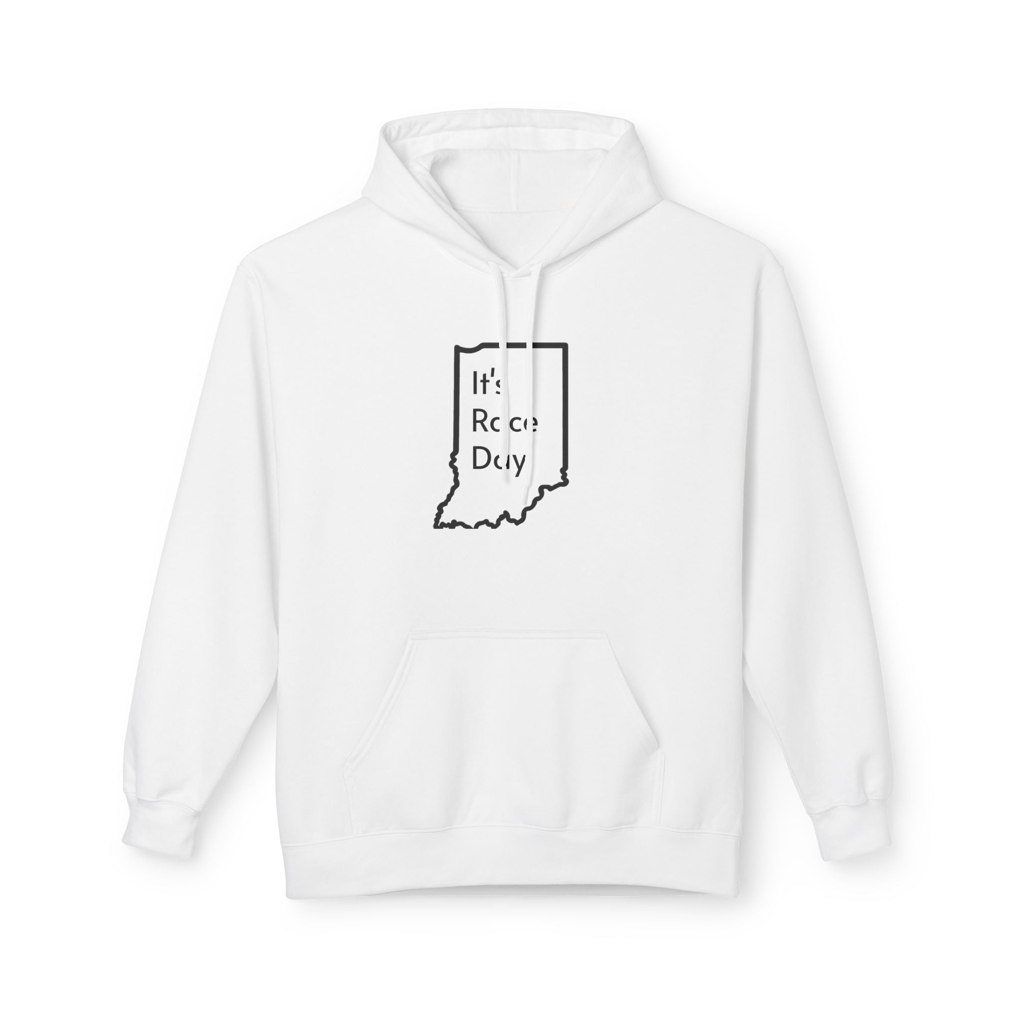 It's Race Day Indiana Outline Fleece Hoodie | Cozy Casual Wear, Perfect for Autumn, Great Gift for Indiana Lovers, Comfortable and Stylish Hoodie