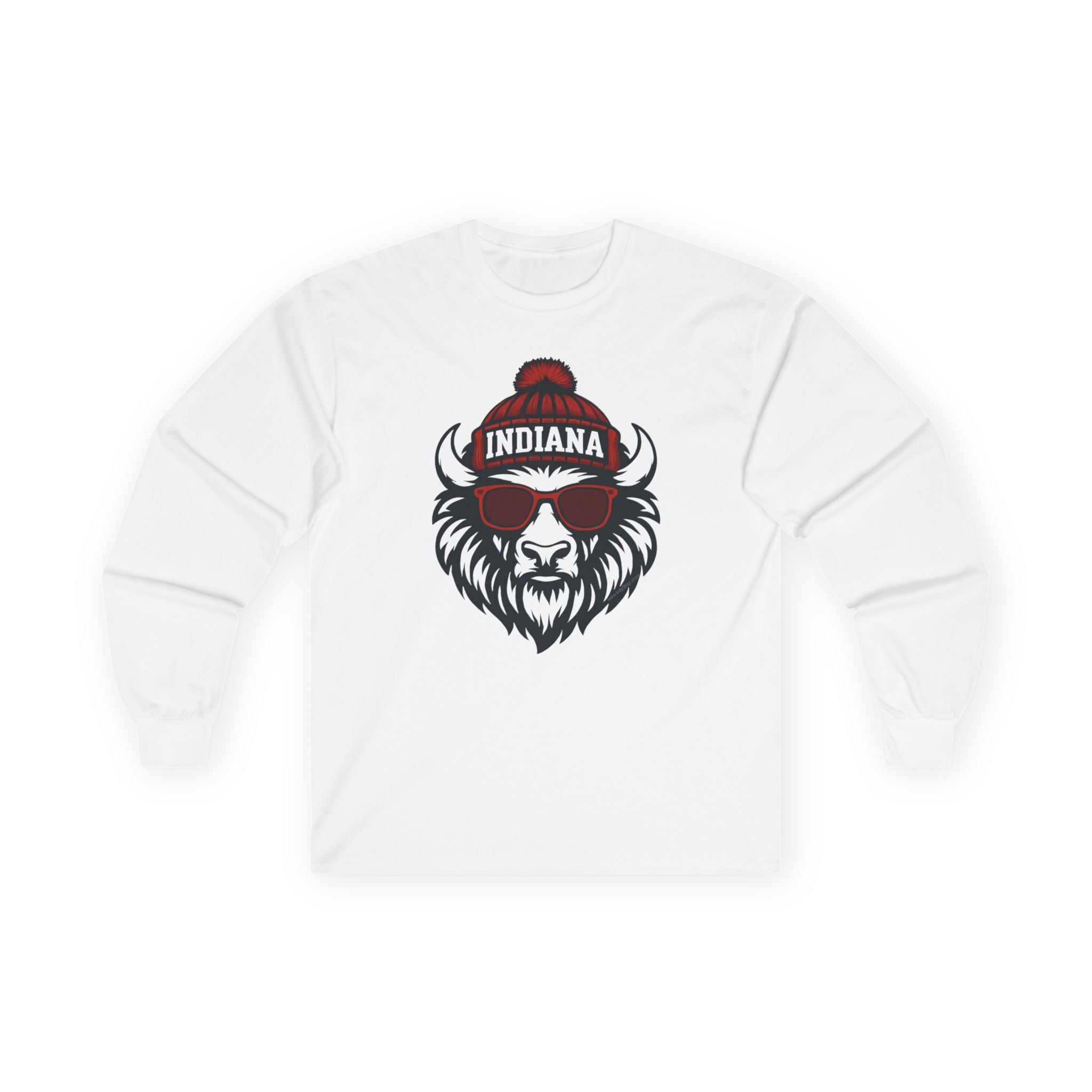 Indiana Hoosiers Bison Unisex Long Sleeve Tee | Bison with Glasses and Hat