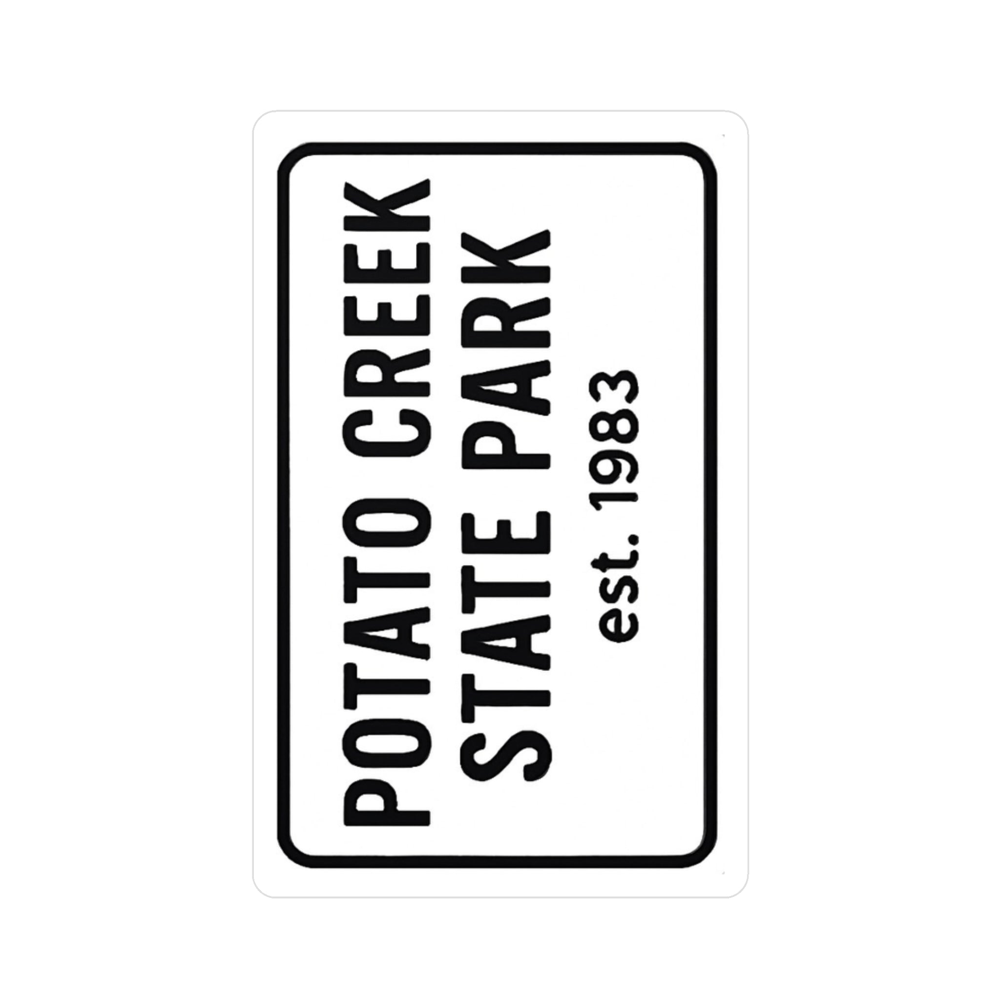 Potato Creek Indiana State Park Sticker | Black Letters on White Background
