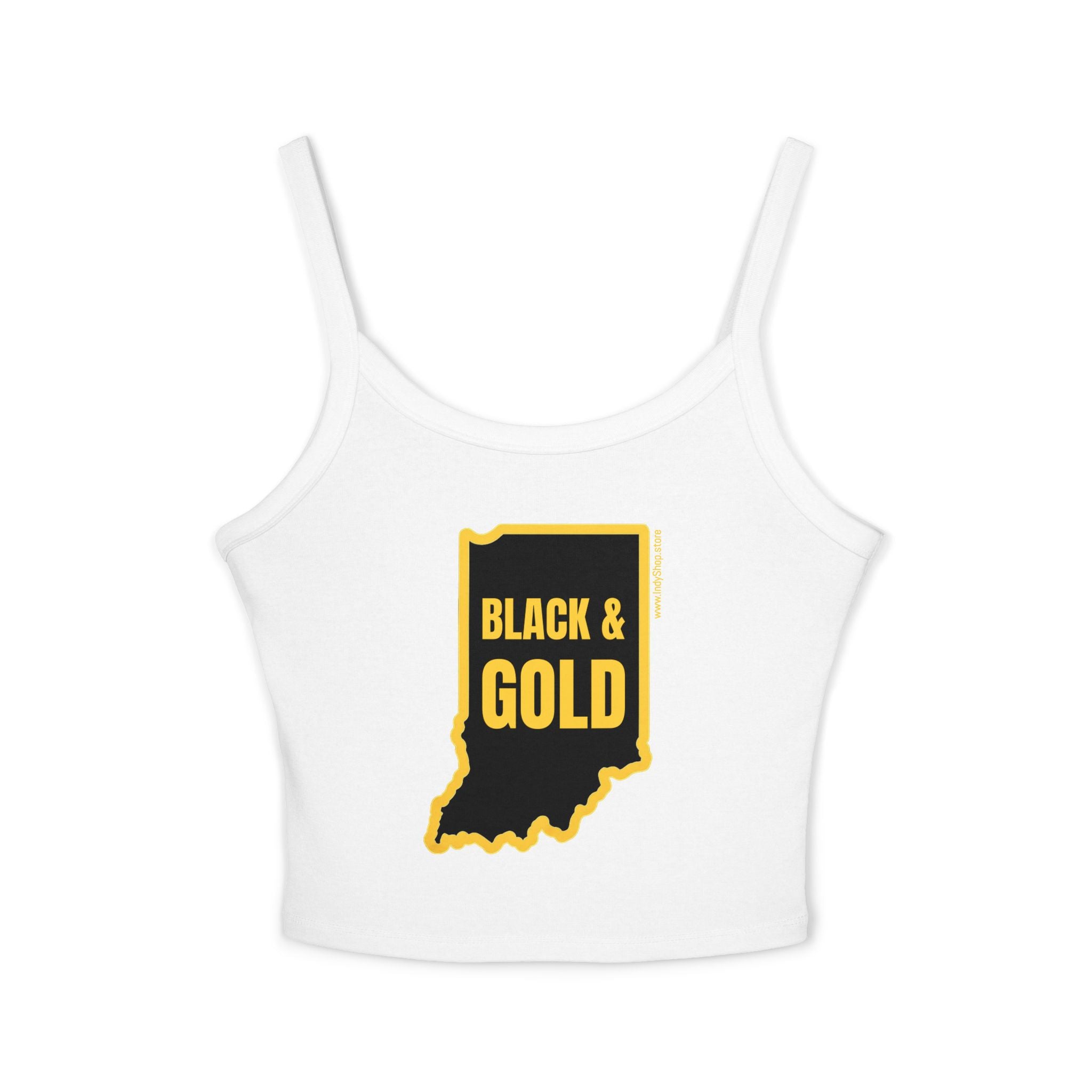 Black & Gold Women's Tank Top | Spaghetti Strap Tank Top