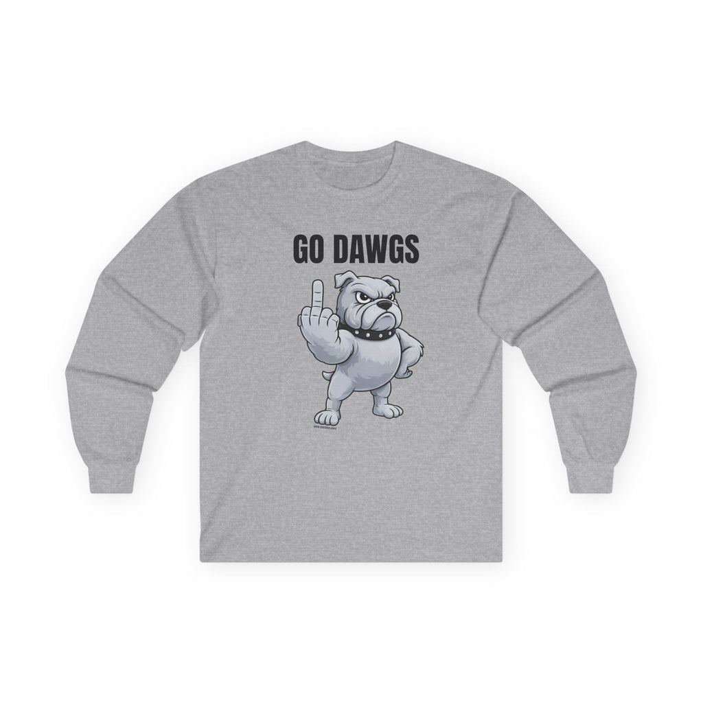 Go Dawgs Middle Finger Long Sleeve Tee | Bulldog Flipping Off