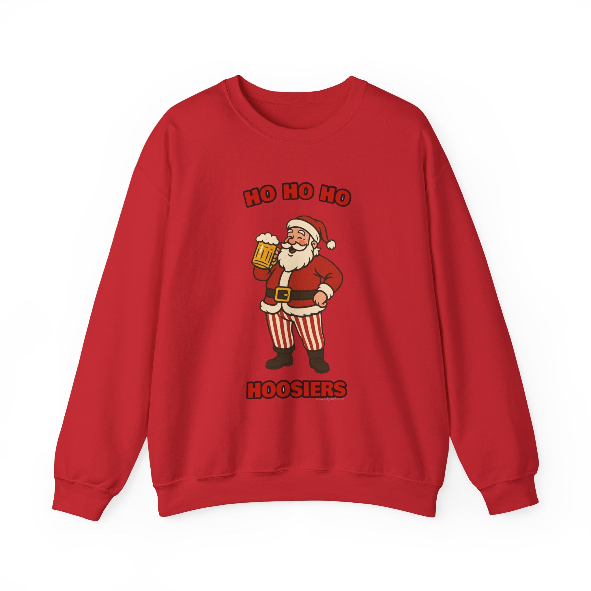 Ho Ho Ho Hoosiers Christmas Crewneck | Santa With Beer Sweatshirt