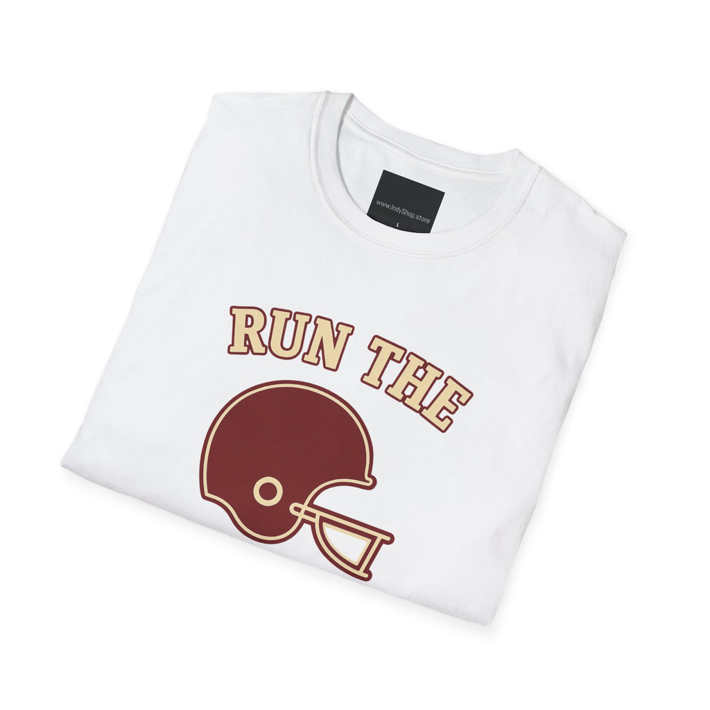 Run the Damn Ball Cream and Crimson Unisex Graphic T-Shirt