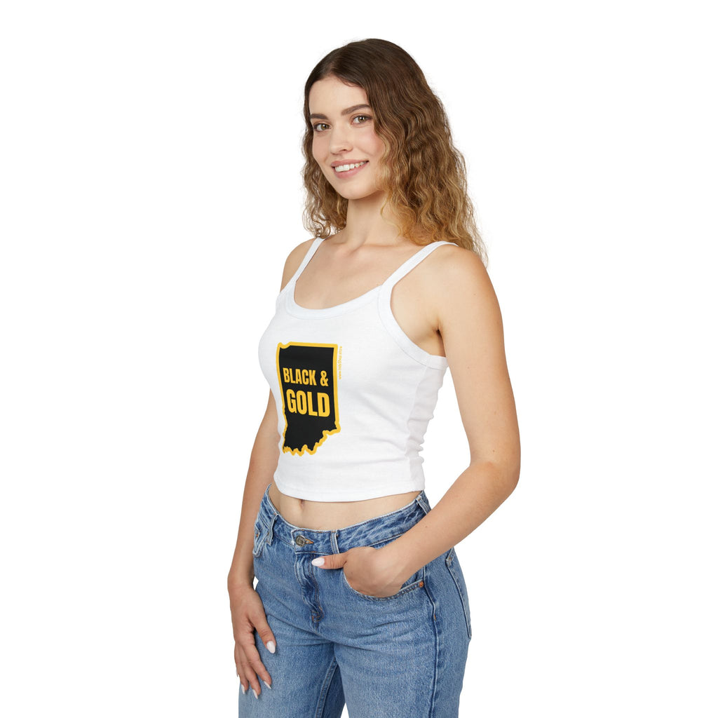 Black & Gold Women's Tank Top | Spaghetti Strap Tank Top