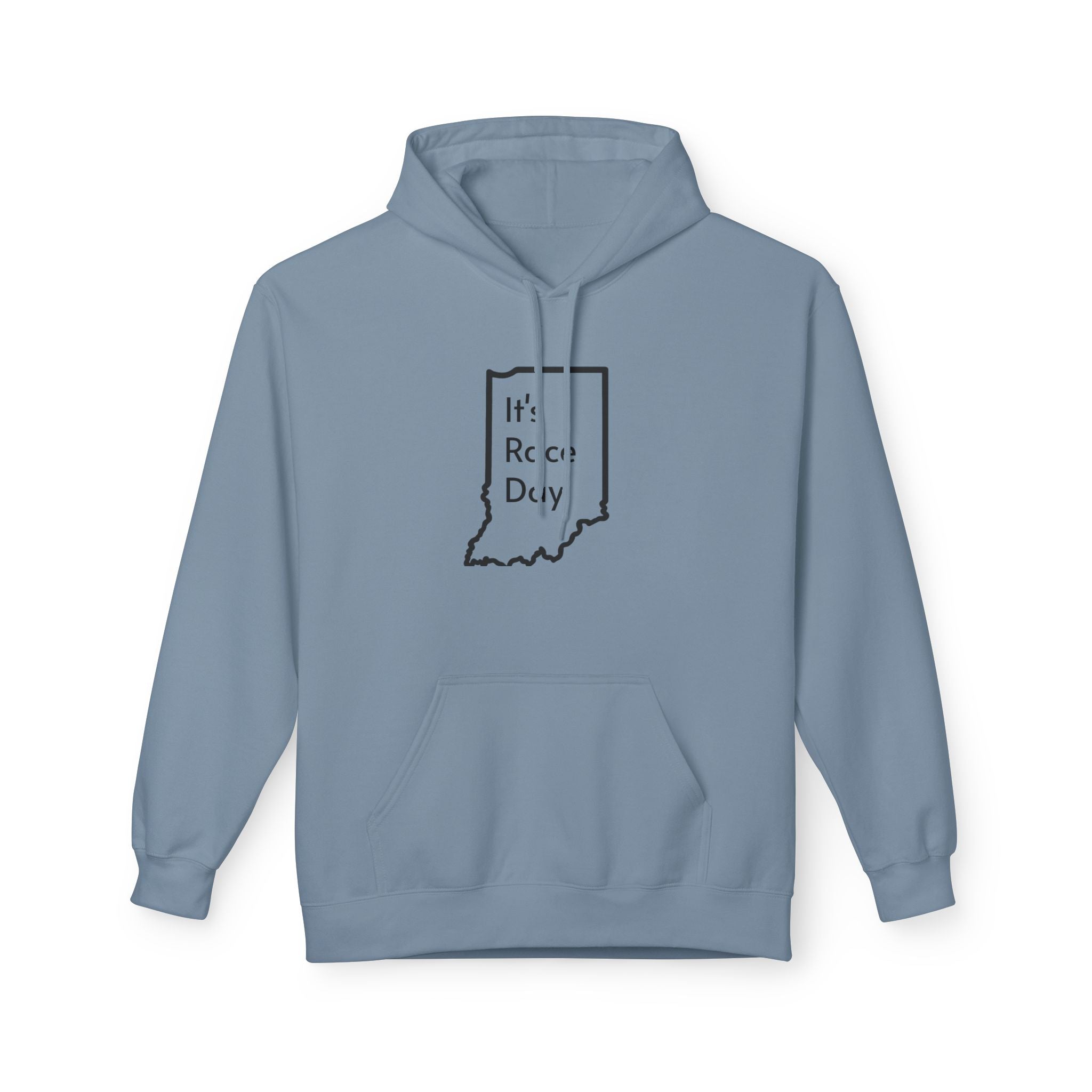 It's Race Day Indiana Outline Fleece Hoodie | Cozy Casual Wear, Perfect for Autumn, Great Gift for Indiana Lovers, Comfortable and Stylish Hoodie