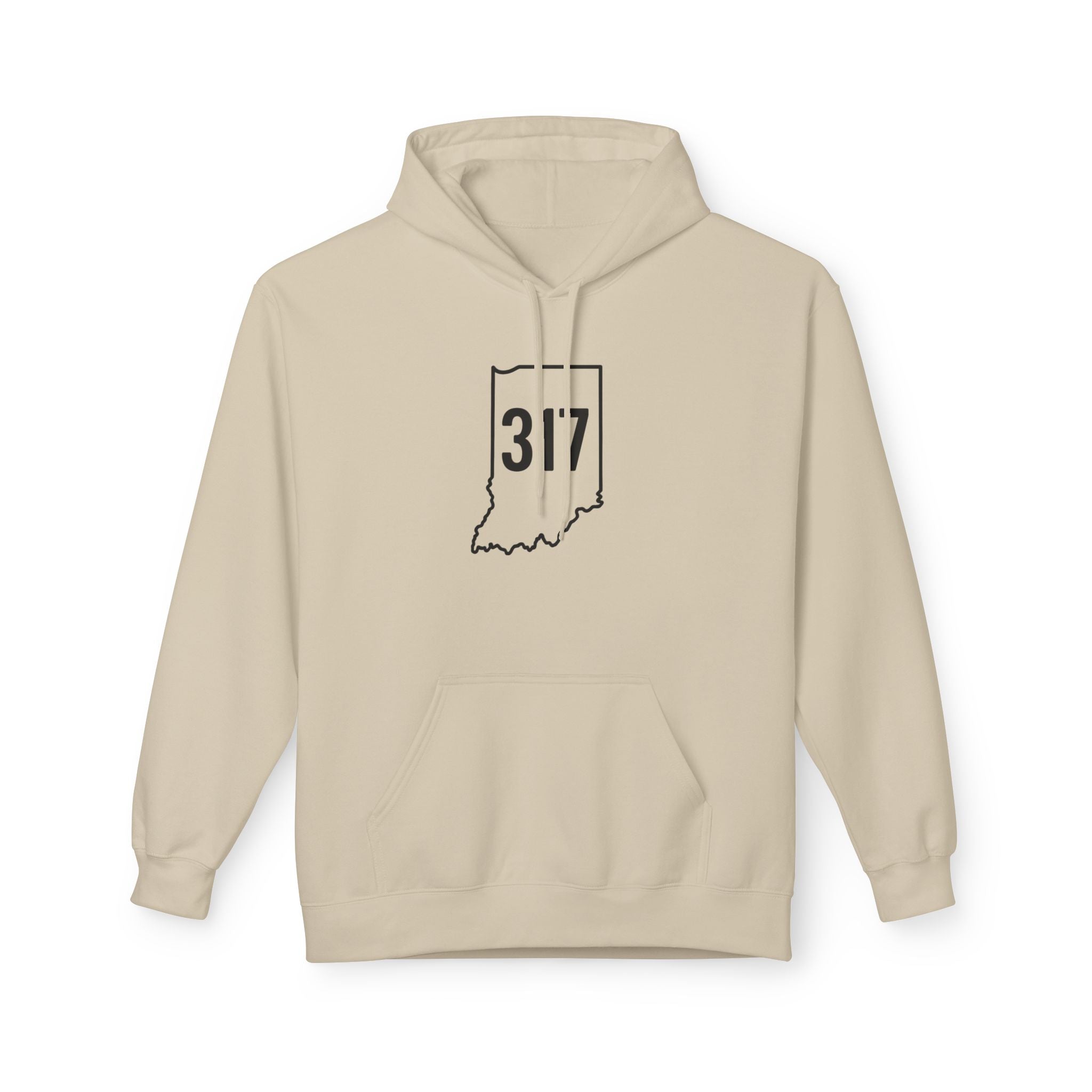 317 Indiana Fleece Hoodie | Black Lettering | Cozy Casual Wear, Perfect for Autumn, Great Gift for Indiana Lovers, Comfortable and Stylish Hoodie