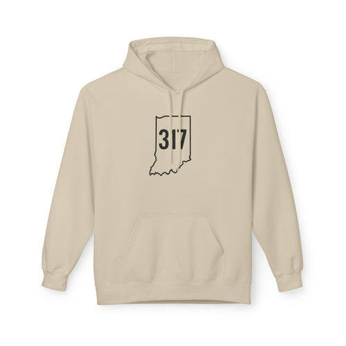 317 Indiana Fleece Hoodie | Black Lettering | Cozy Casual Wear, Perfect for Autumn, Great Gift for Indiana Lovers, Comfortable and Stylish Hoodie