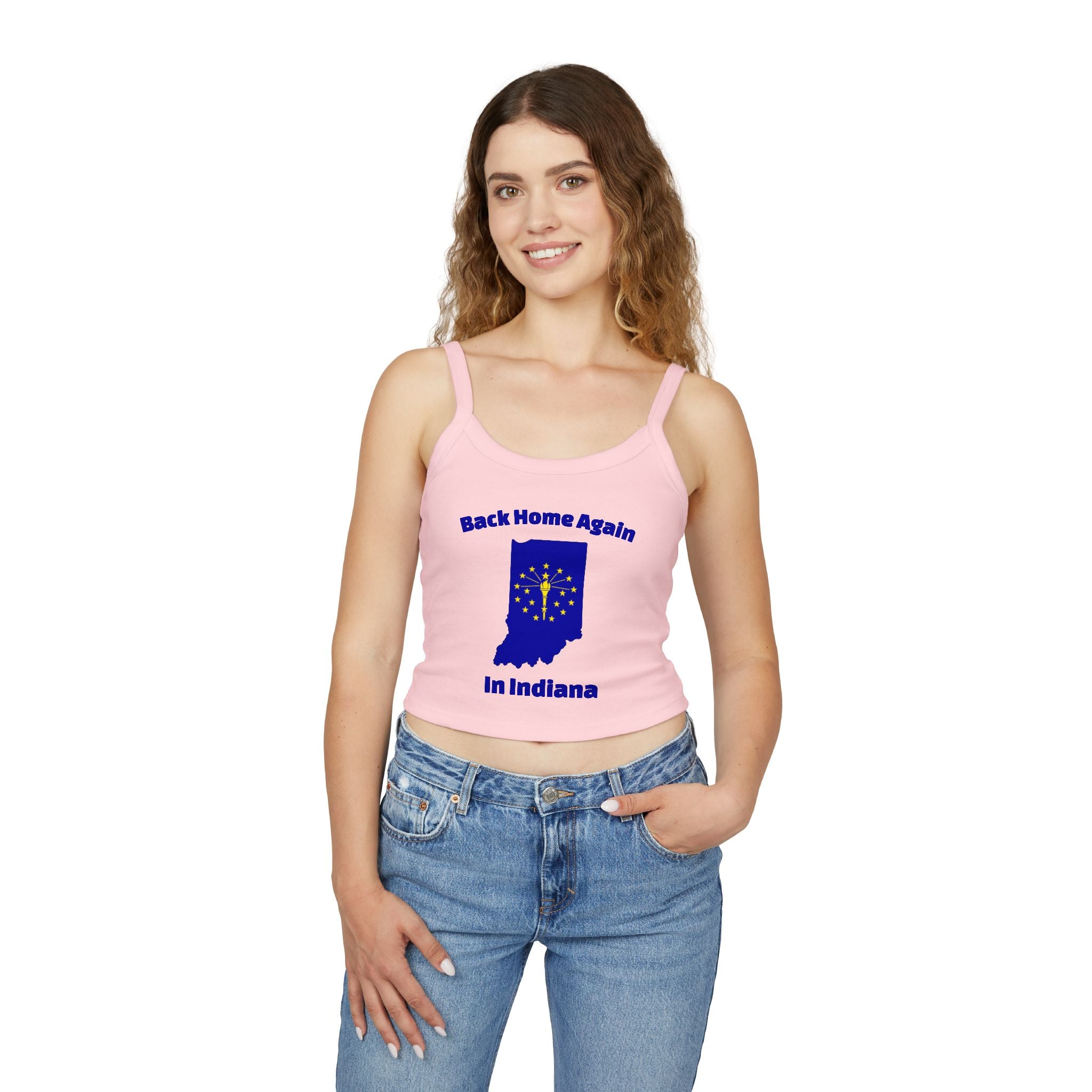 Back Home Again in Indiana Women's Tank Top | Spaghetti Strap Tank Top
