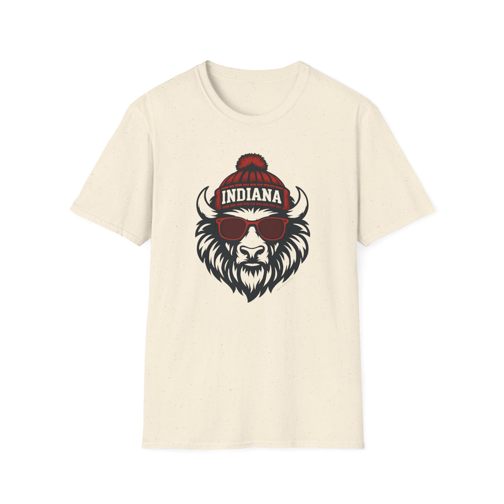 Indiana Hoosiers Bison Graphic T-Shirt | Bison with Hat and Glasses