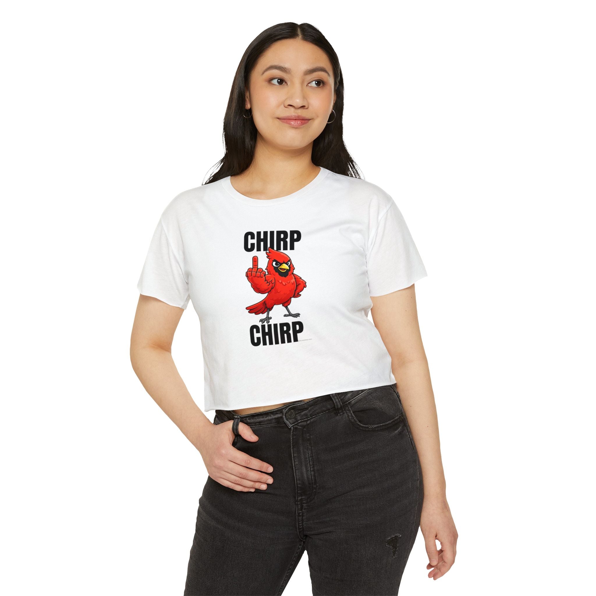 Chirp Chirp Women's Crop Top | Middle Finger Cardinal