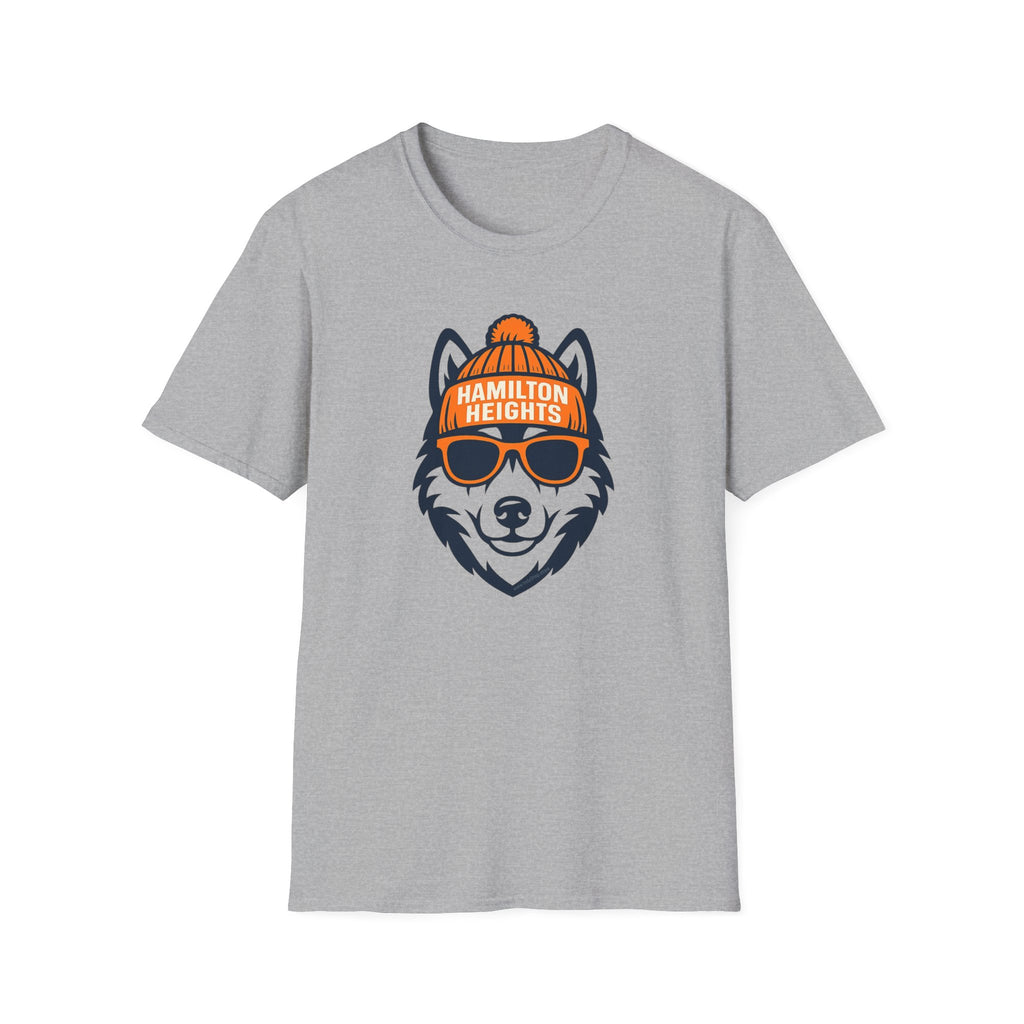 Hamilton Heights Husky Unisex Graphic T-Shirt | Husky with Glasses and Hat