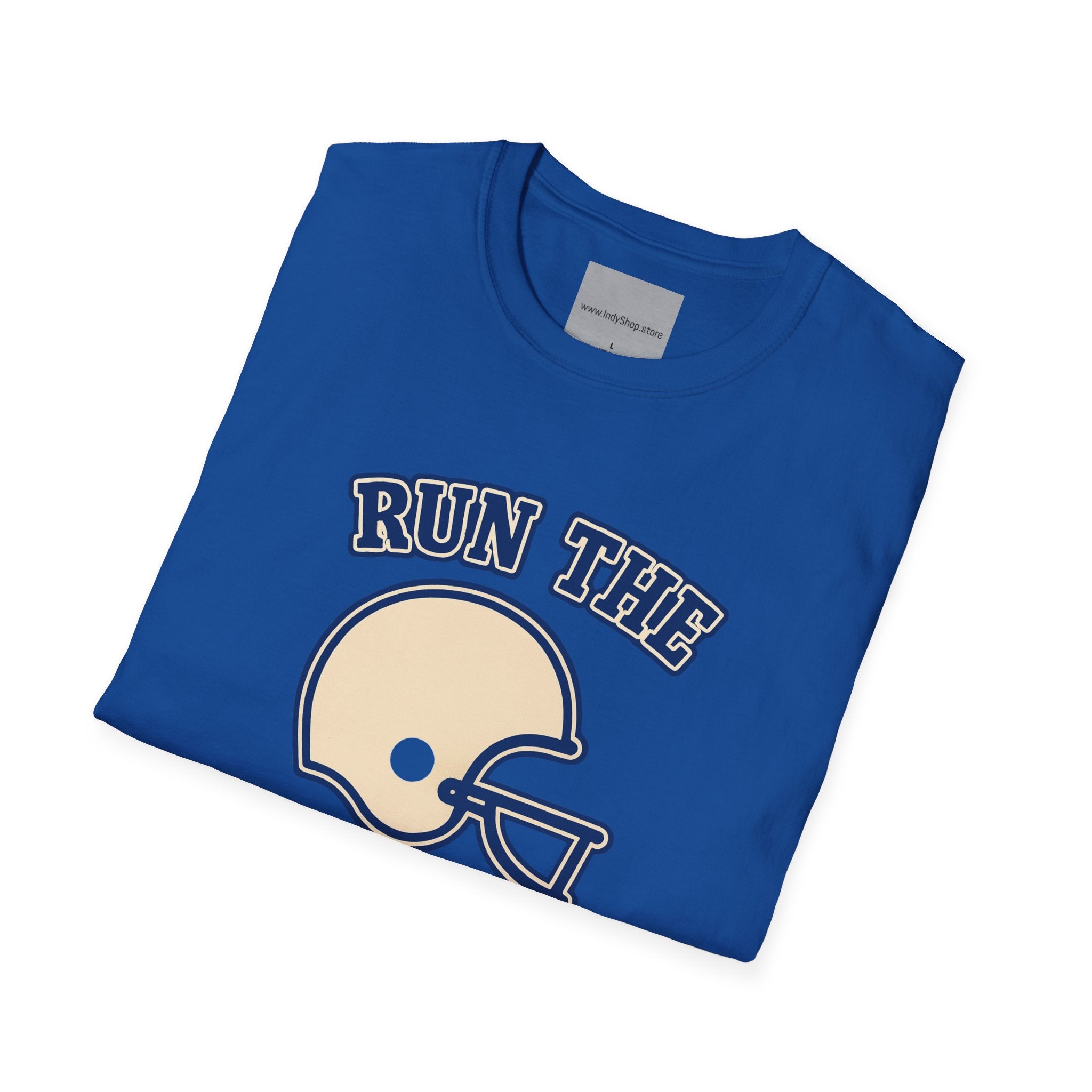 Run the Damn Ball Blue and White Unisex Graphic T-Shirt