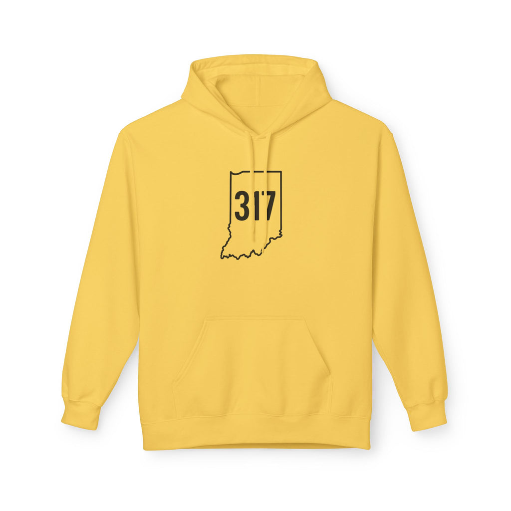 317 Indiana Fleece Hoodie | Black Lettering | Cozy Casual Wear, Perfect for Autumn, Great Gift for Indiana Lovers, Comfortable and Stylish Hoodie