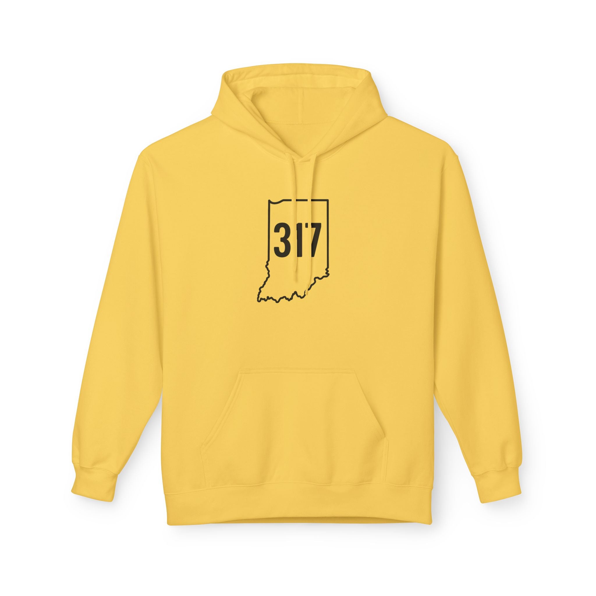 317 Indiana Fleece Hoodie | Black Lettering | Cozy Casual Wear, Perfect for Autumn, Great Gift for Indiana Lovers, Comfortable and Stylish Hoodie