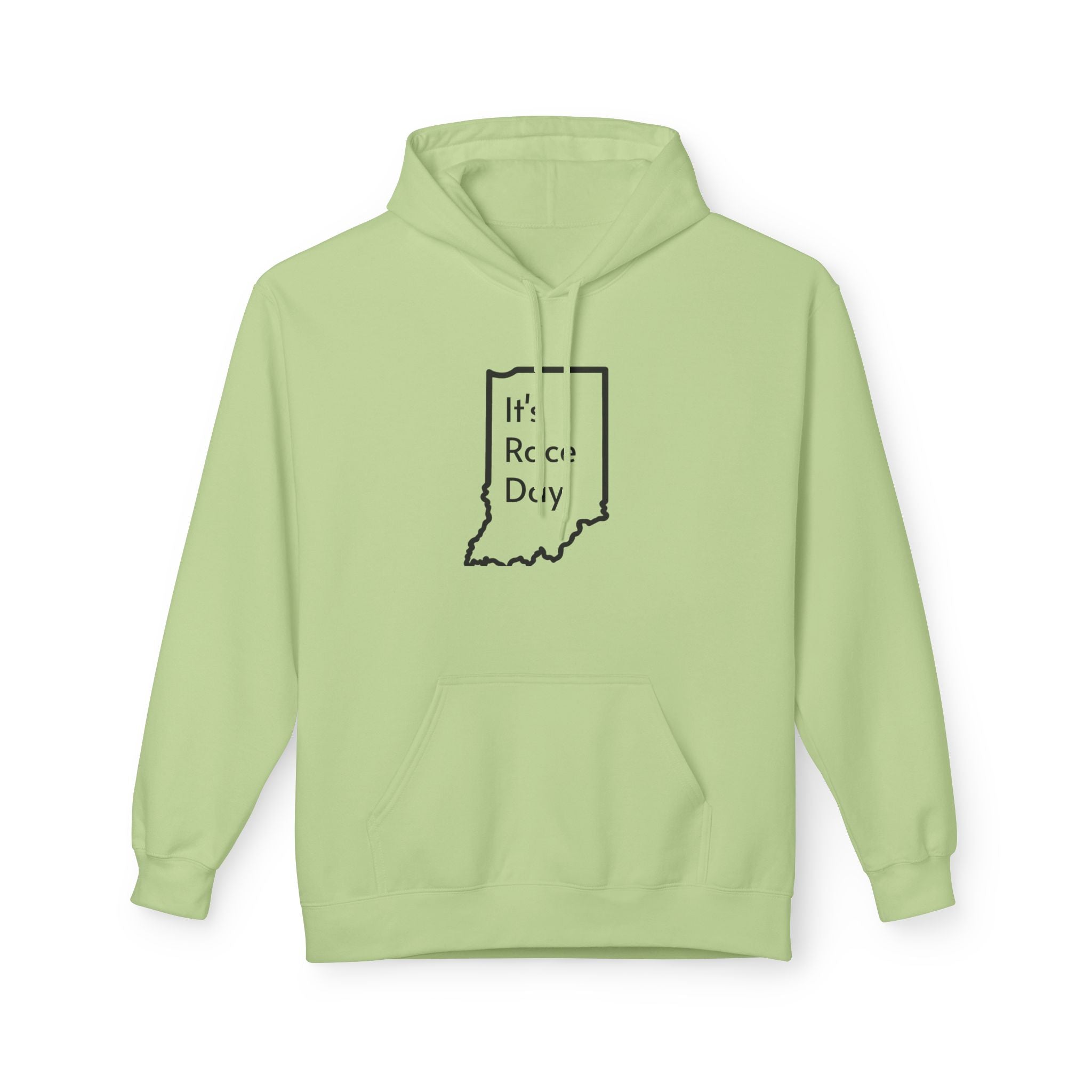 It's Race Day Indiana Outline Fleece Hoodie | Cozy Casual Wear, Perfect for Autumn, Great Gift for Indiana Lovers, Comfortable and Stylish Hoodie