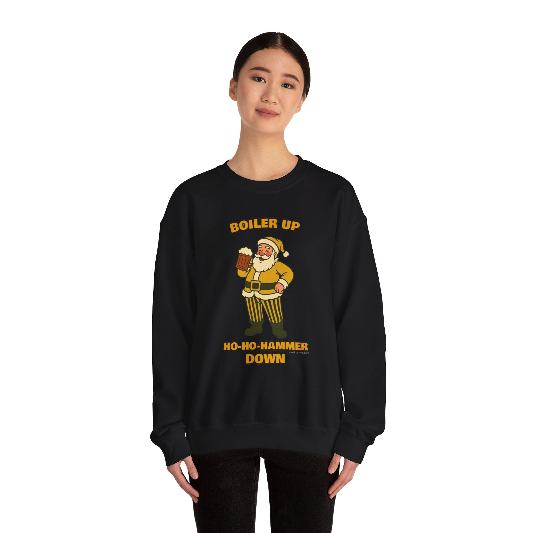 Boiler Up Ho Ho Hammer Down Christmas Crewneck | Santa With Beer Sweatshirt