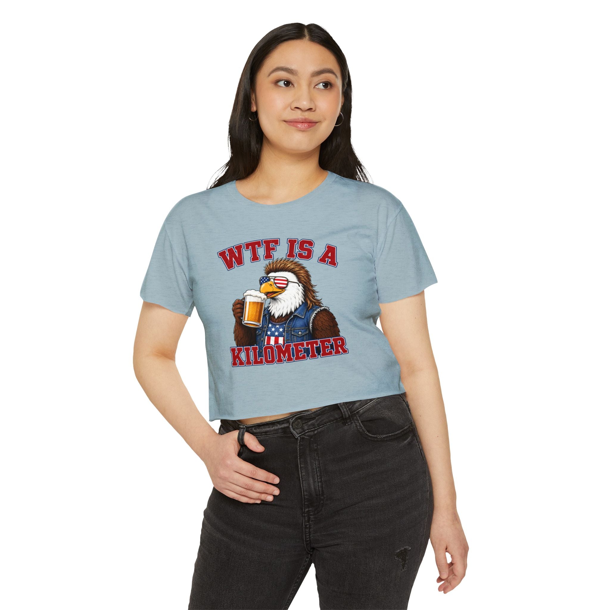 WTF is a Kilometer | Patriotic Eagle Crop Top