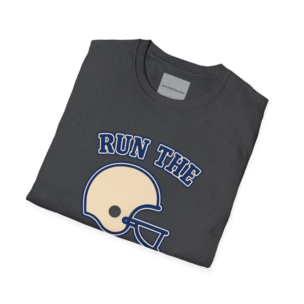 Run the Damn Ball Blue and White Unisex Graphic T-Shirt