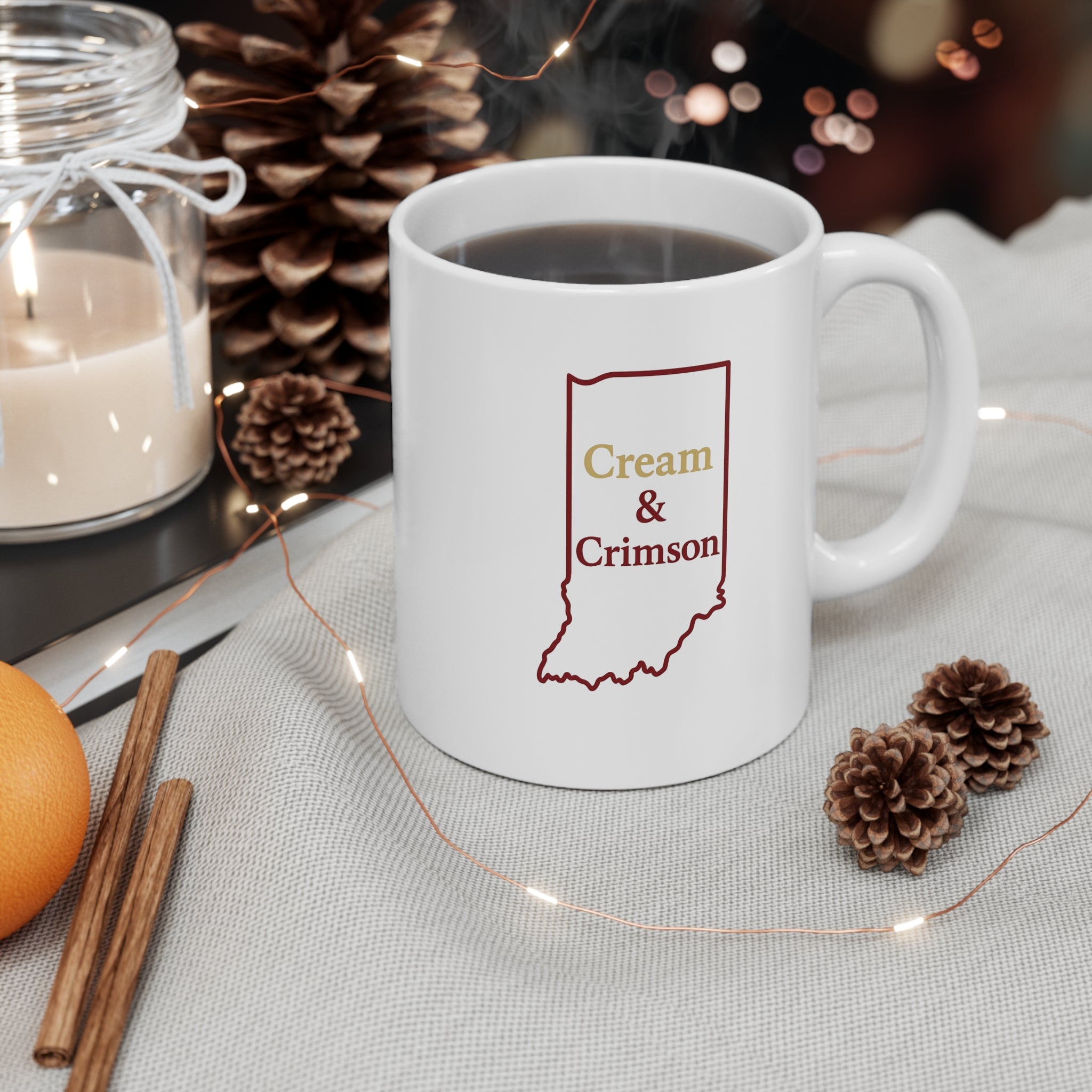 Indiana Cream & Crimson Mug, 11oz Coffee Cup