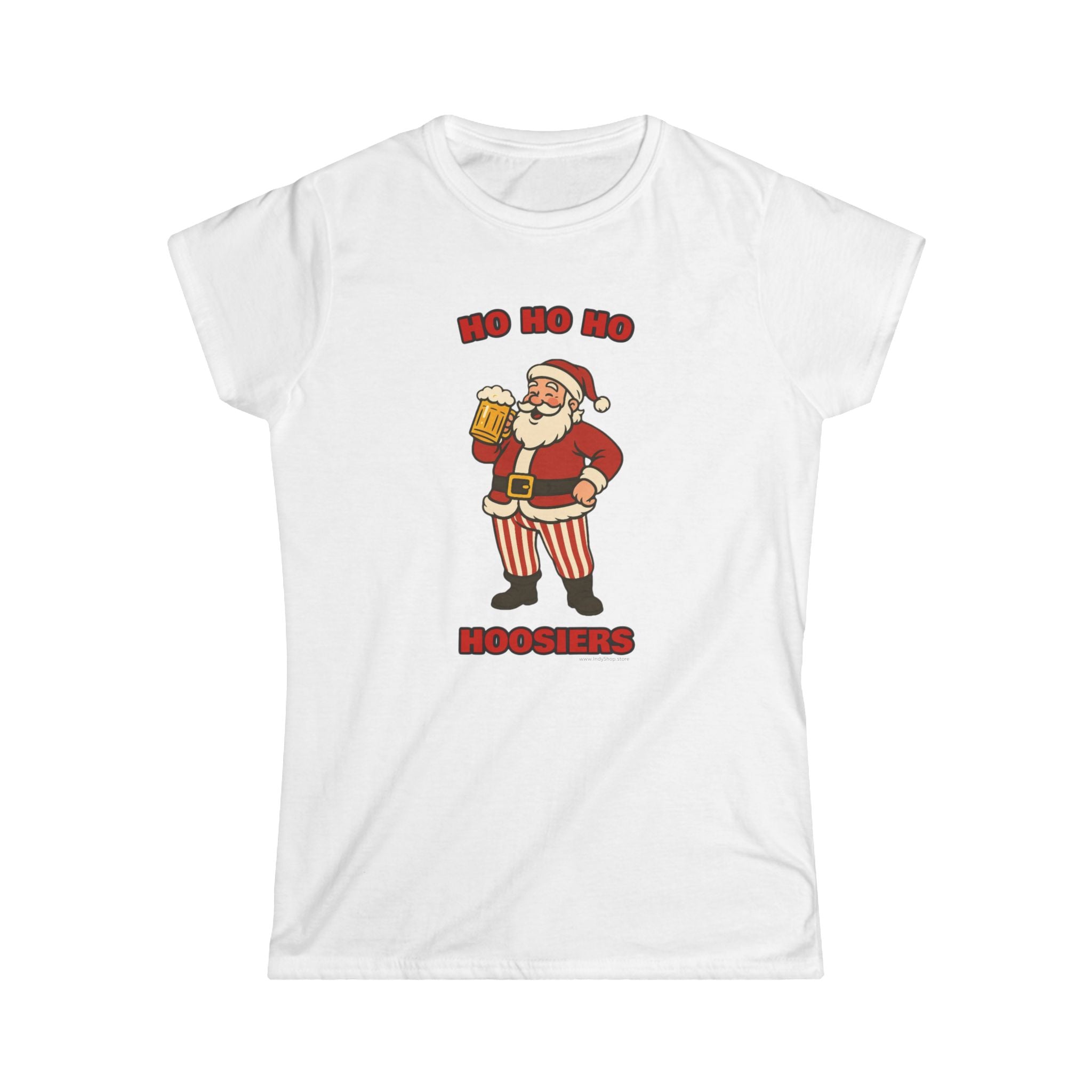 Ho Ho Ho Hoosiers Santa with Beer Women's Graphic Tee