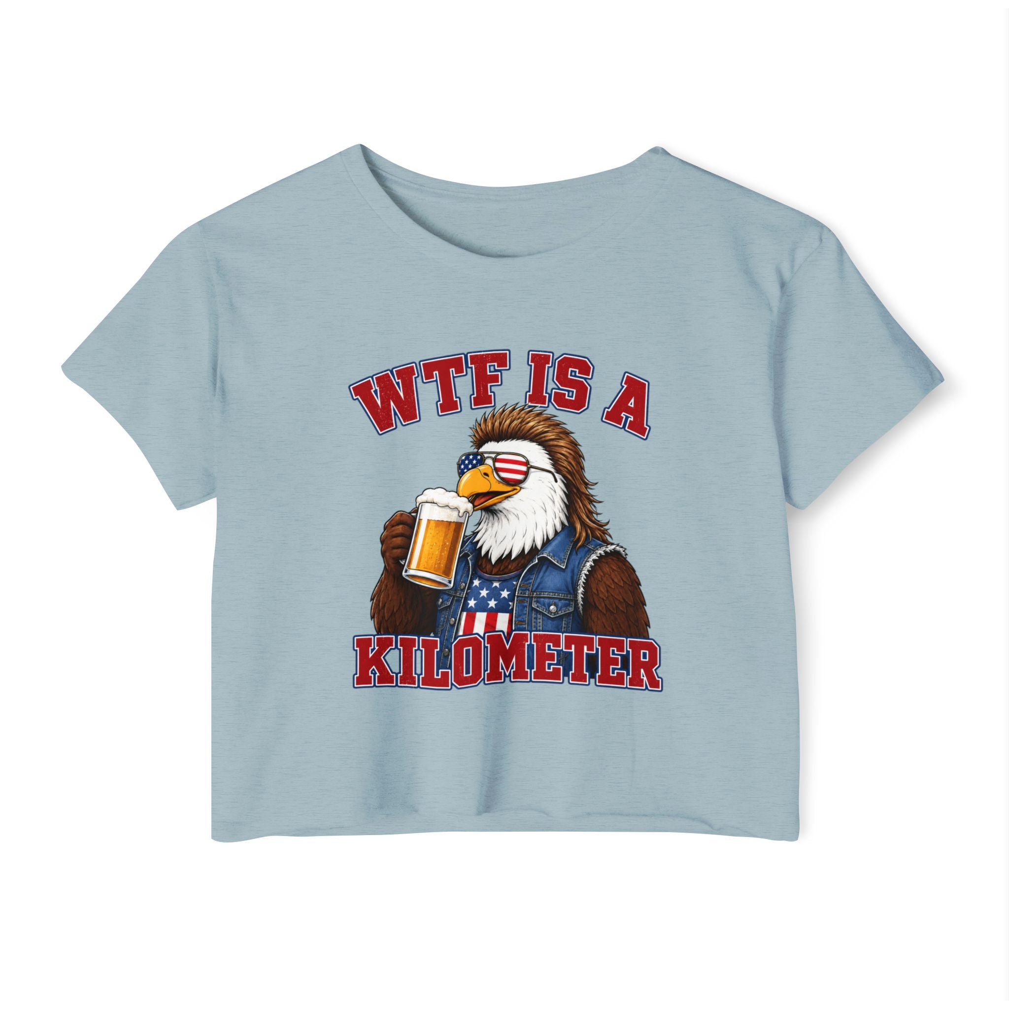 WTF is a Kilometer | Patriotic Eagle Crop Top