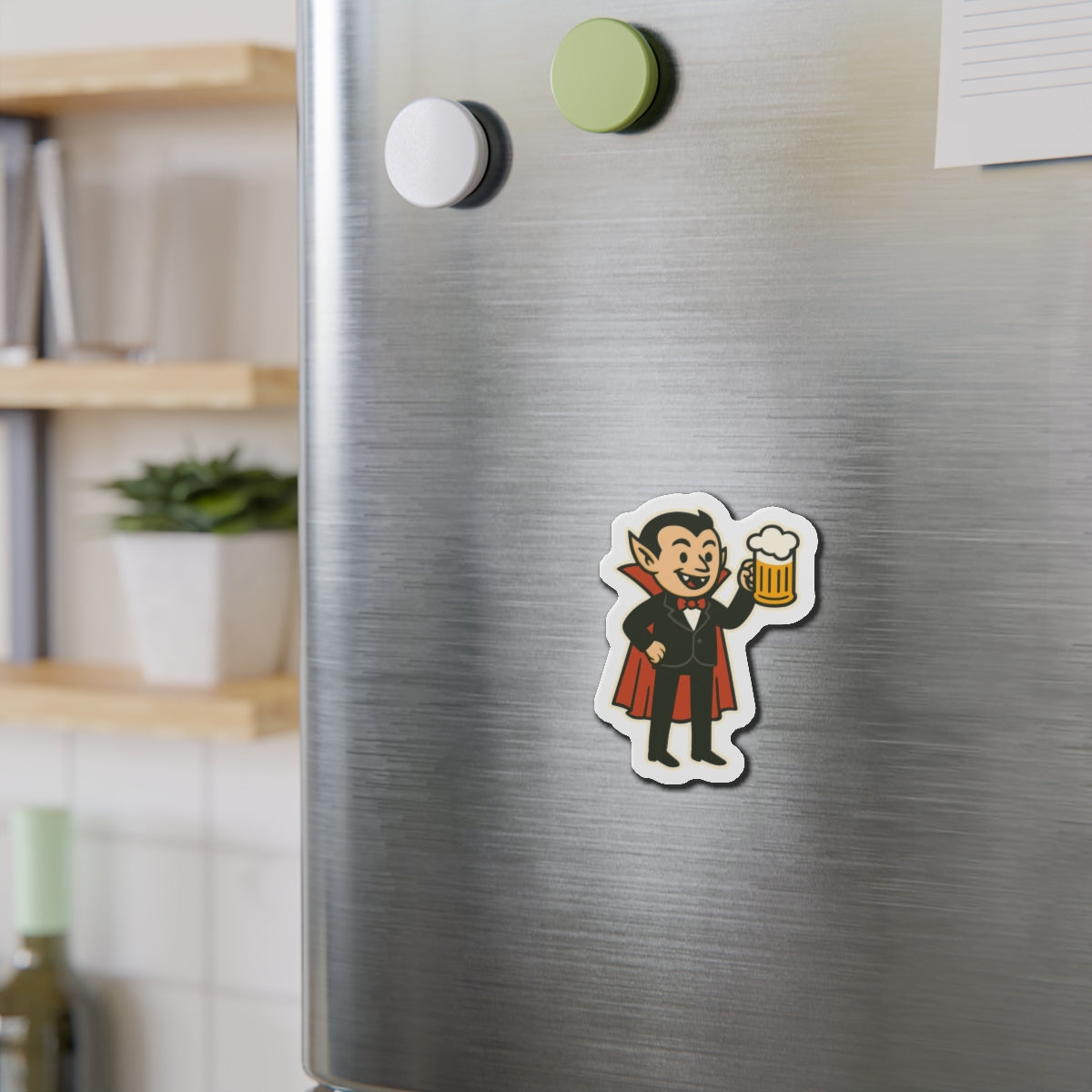 Vampire With Beer Halloween Die-Cut Magnets