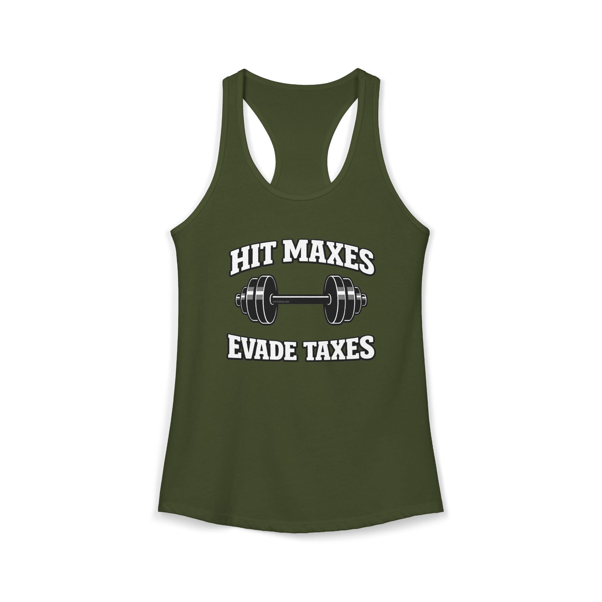 Hit Maxes Evade Taxes Racerback Tank