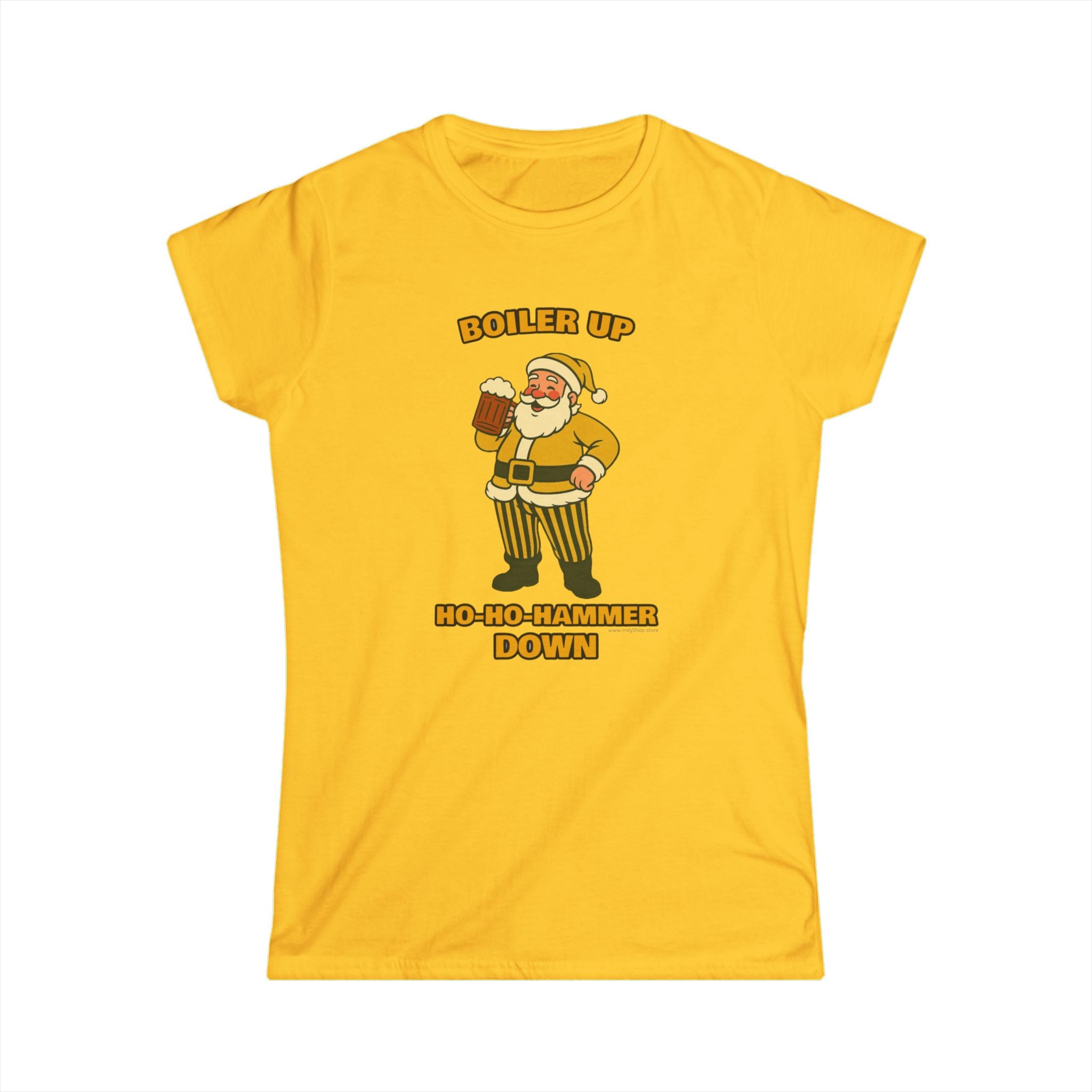 Boiler Up Ho Ho Hammer Down Santa with Beer Women's Graphic Tee