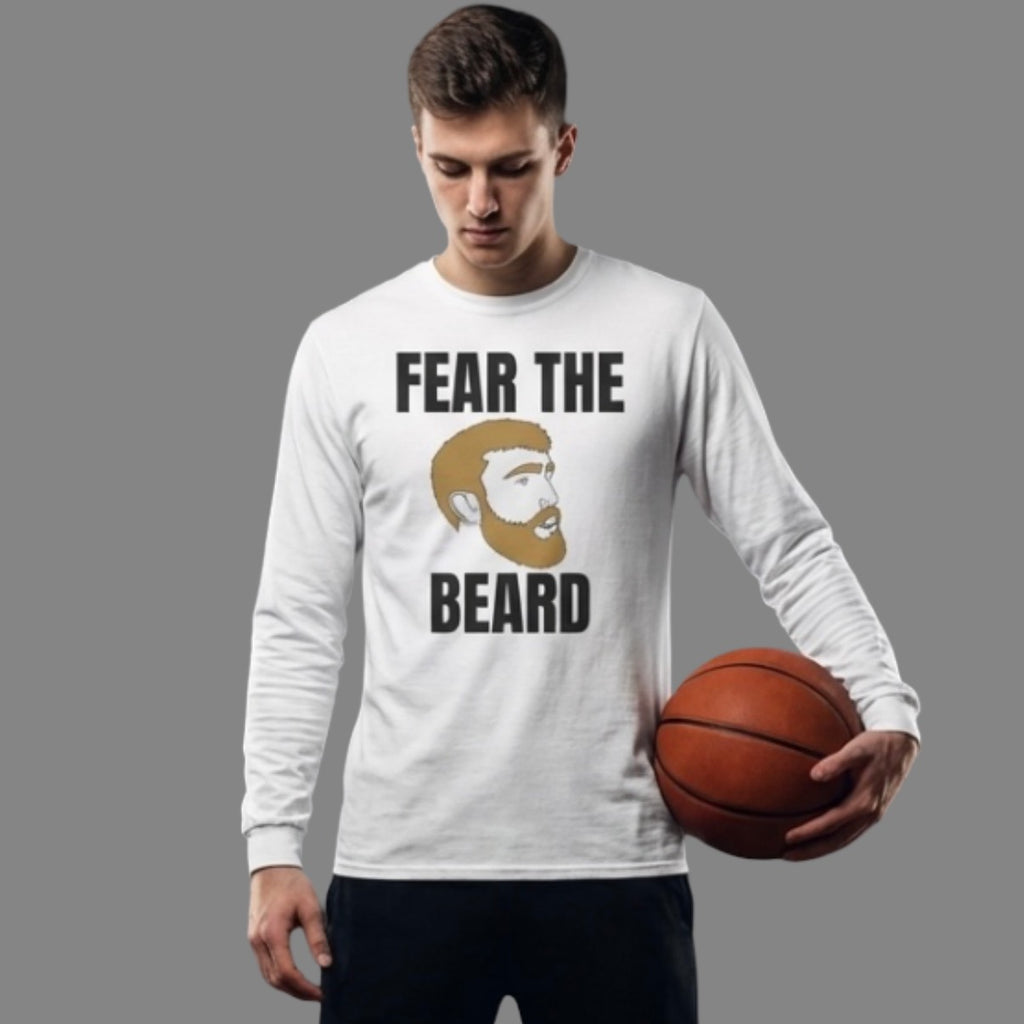 Fear the Beard Graphic Long Sleeve T-Shirt | Purdue Basketball Fan Shirt