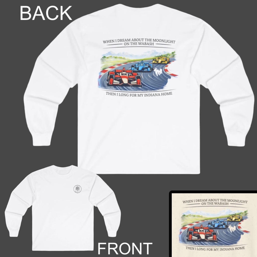 Back Home Again in Indiana Long Sleeve Tee | IndyCar Graphic on Back