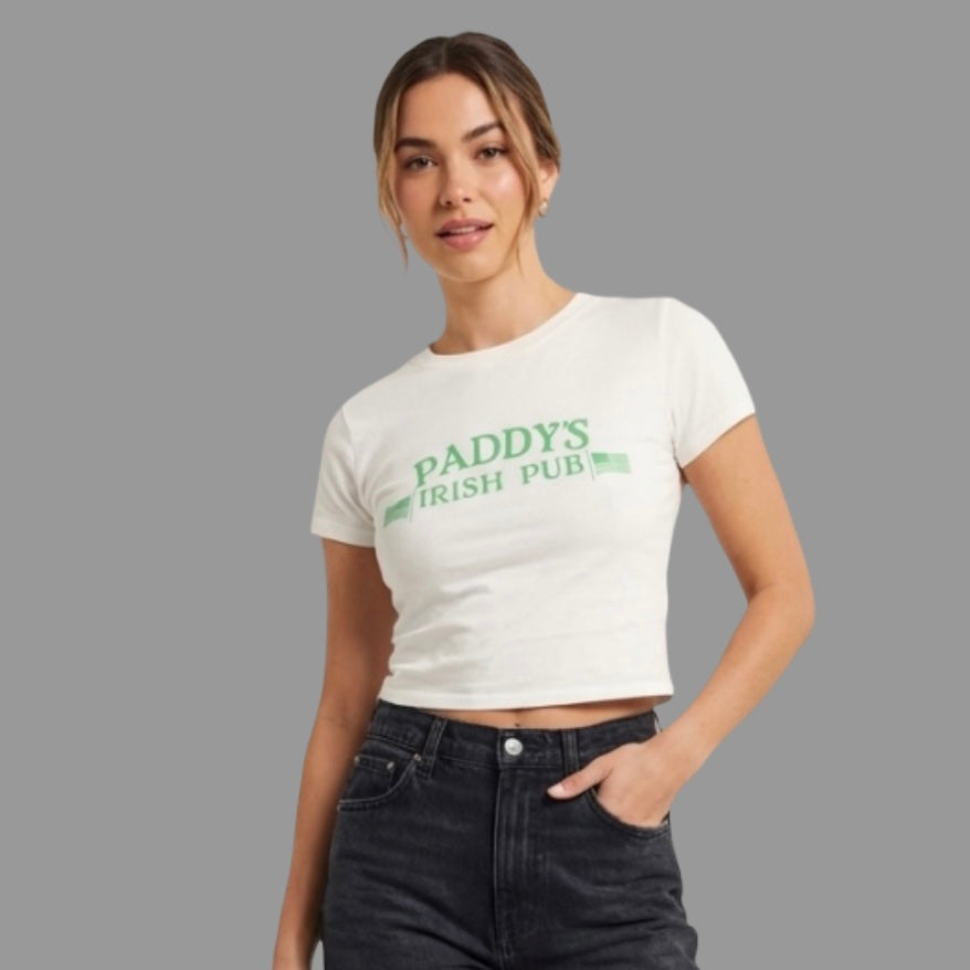 Paddy's Irish Pub Women's Baby Tee — Irish Graphic Crop Top Shirt