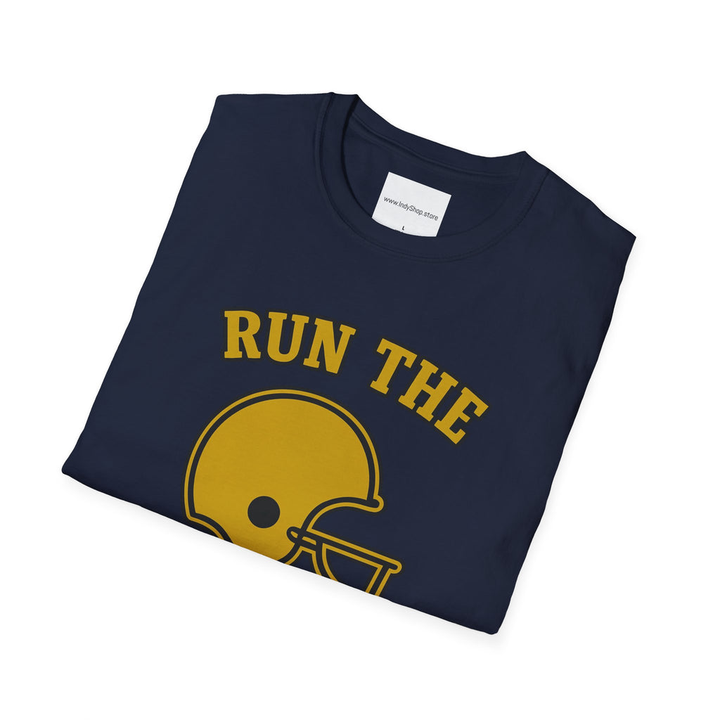Run the Damn Ball Black and Gold Unisex Graphic T-Shirt
