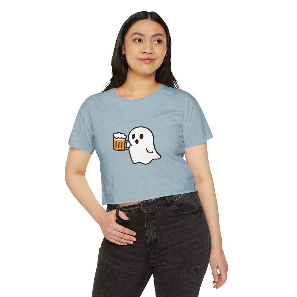Ghost with Beer Crop Top